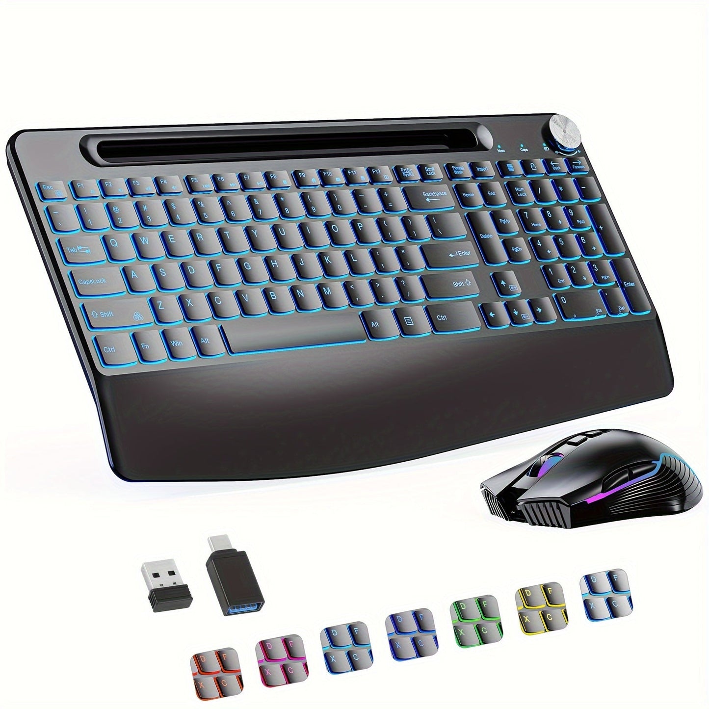JOMAA Ergonomic Wireless Keyboard & Mouse Combo, RGB Backlit TJR1K6M