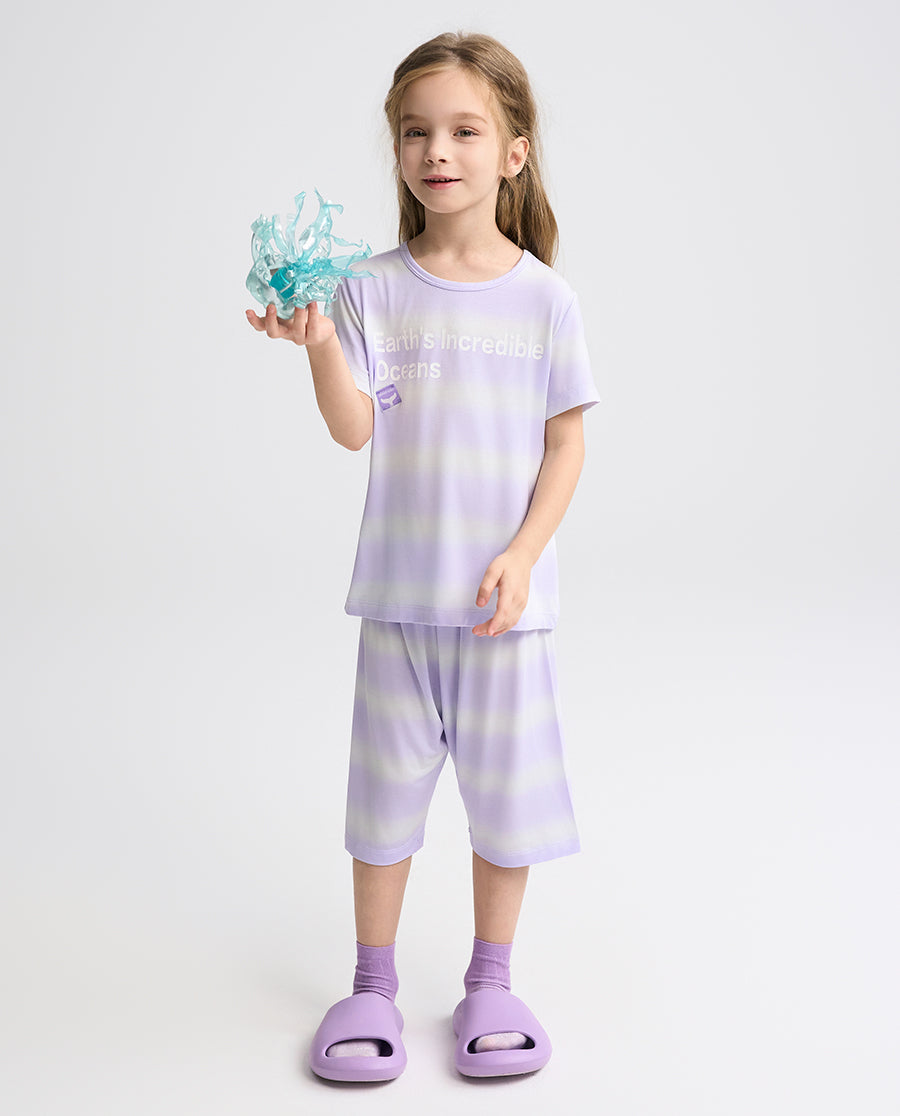 Aimer Kids Short-sleeve Tops Homewear Set For Girls