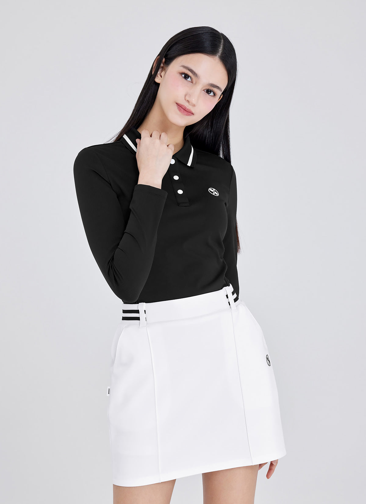 Ribbed Line Polo Long Sleeve