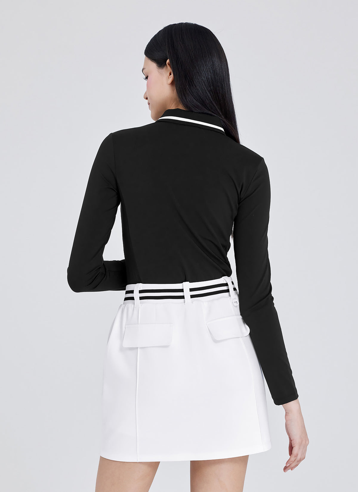 Ribbed Line Polo Long Sleeve