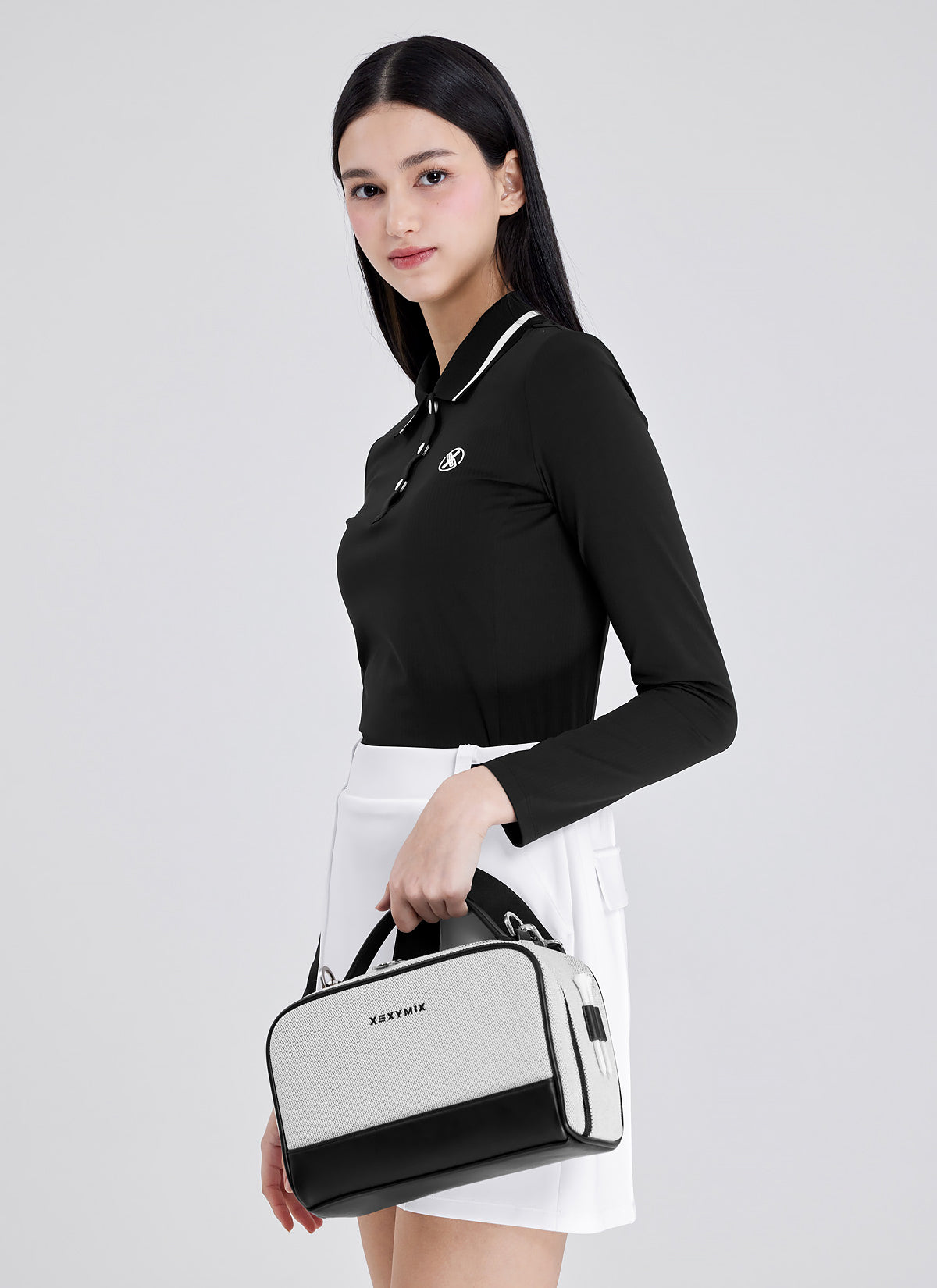 Ribbed Line Polo Long Sleeve