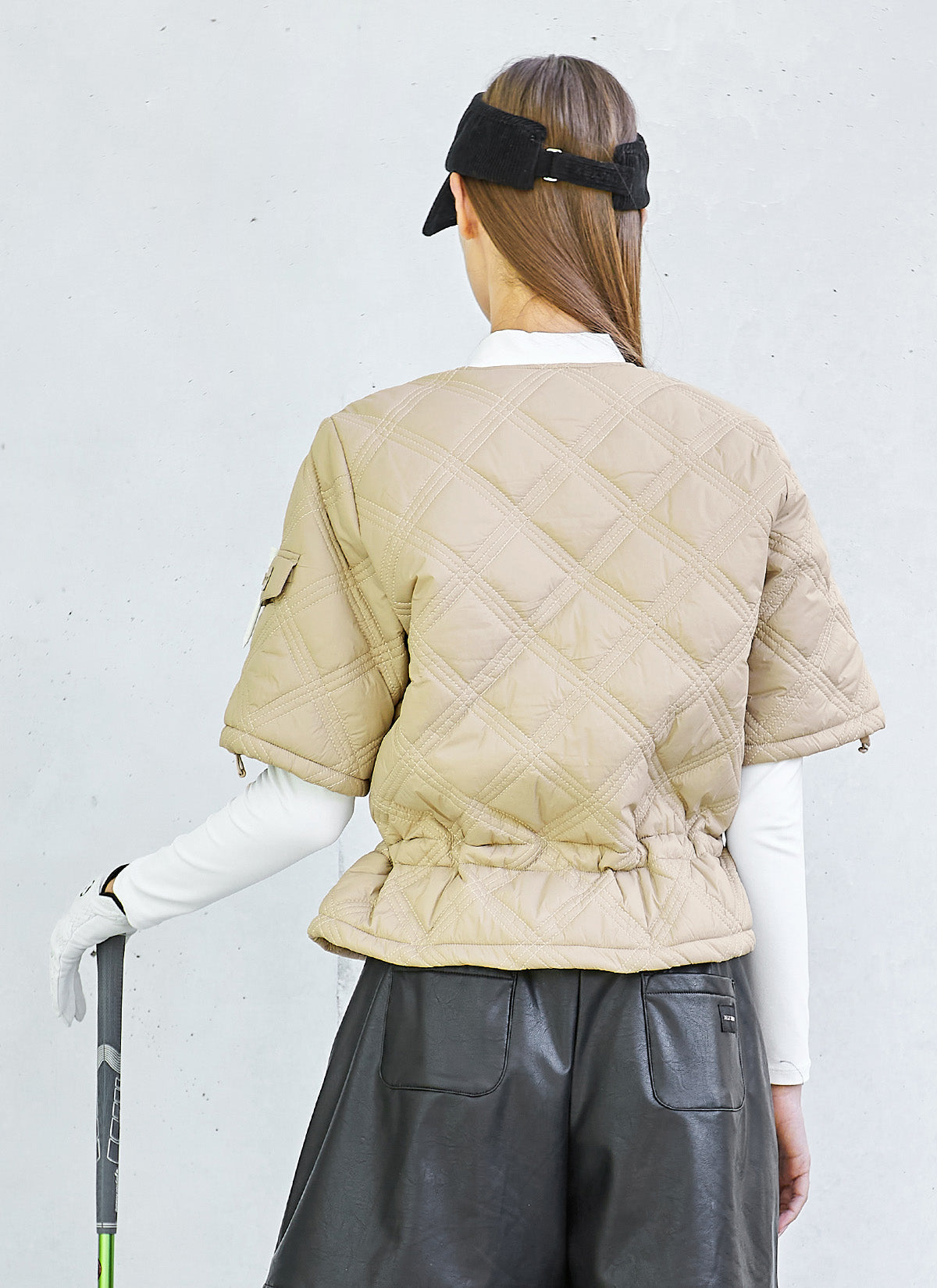 Quilted String Short-Sleeve Jumper