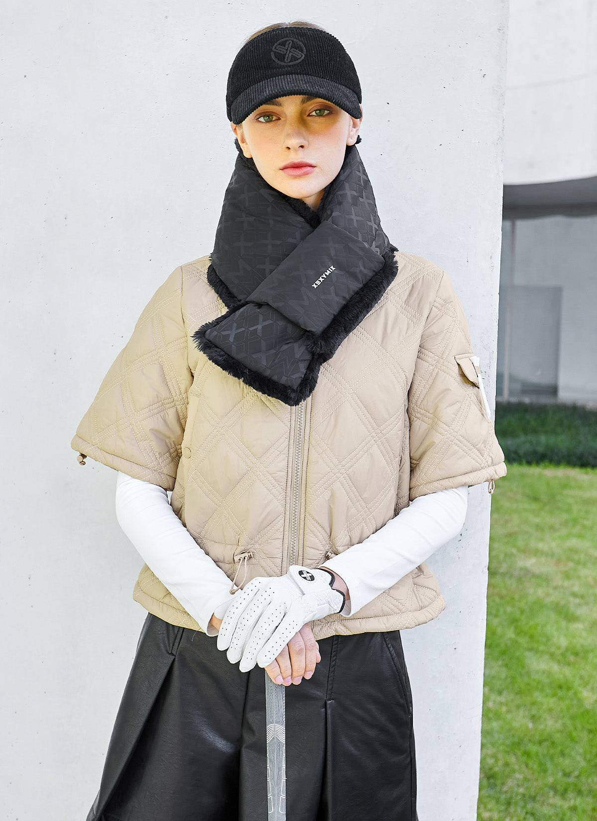 Quilted String Short-Sleeve Jumper