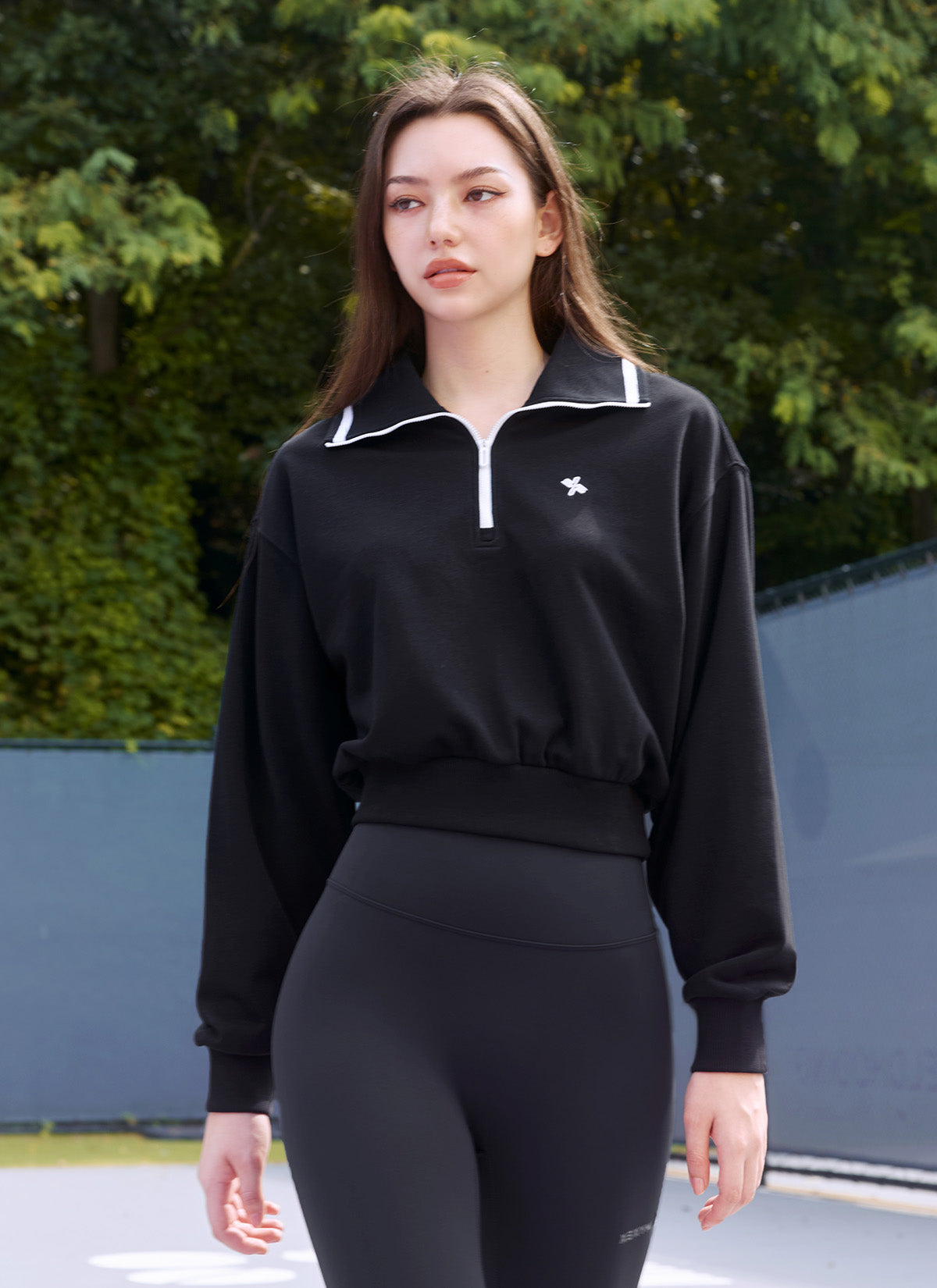 Logo High Neck Zip-up Sweatshirt