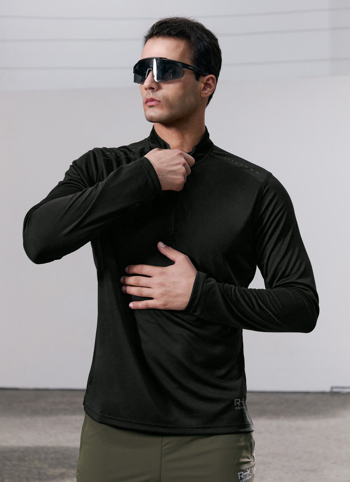 RX Stretch Mens Fingerhole Half Zip up