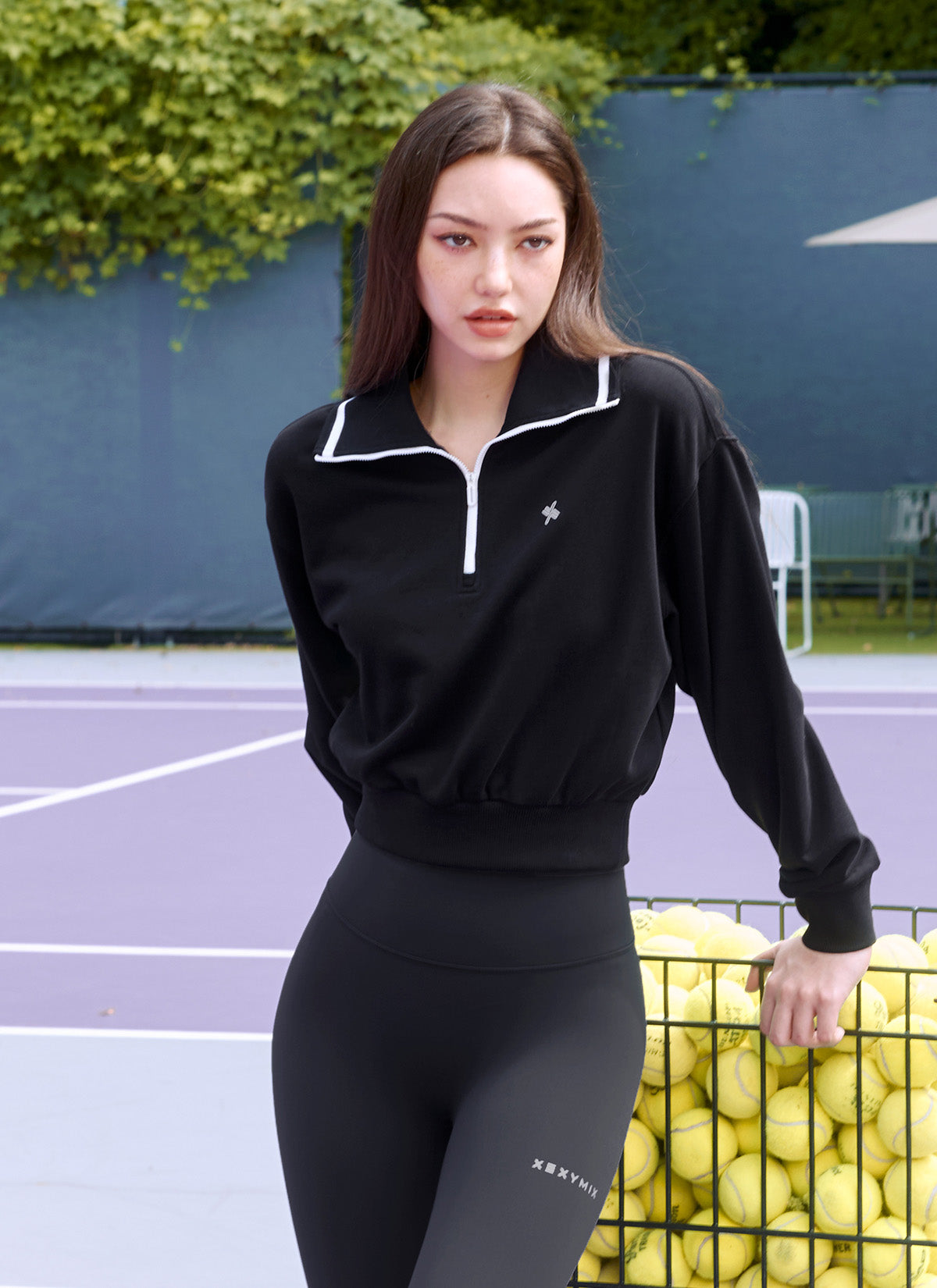 Logo High Neck Zip-up Sweatshirt