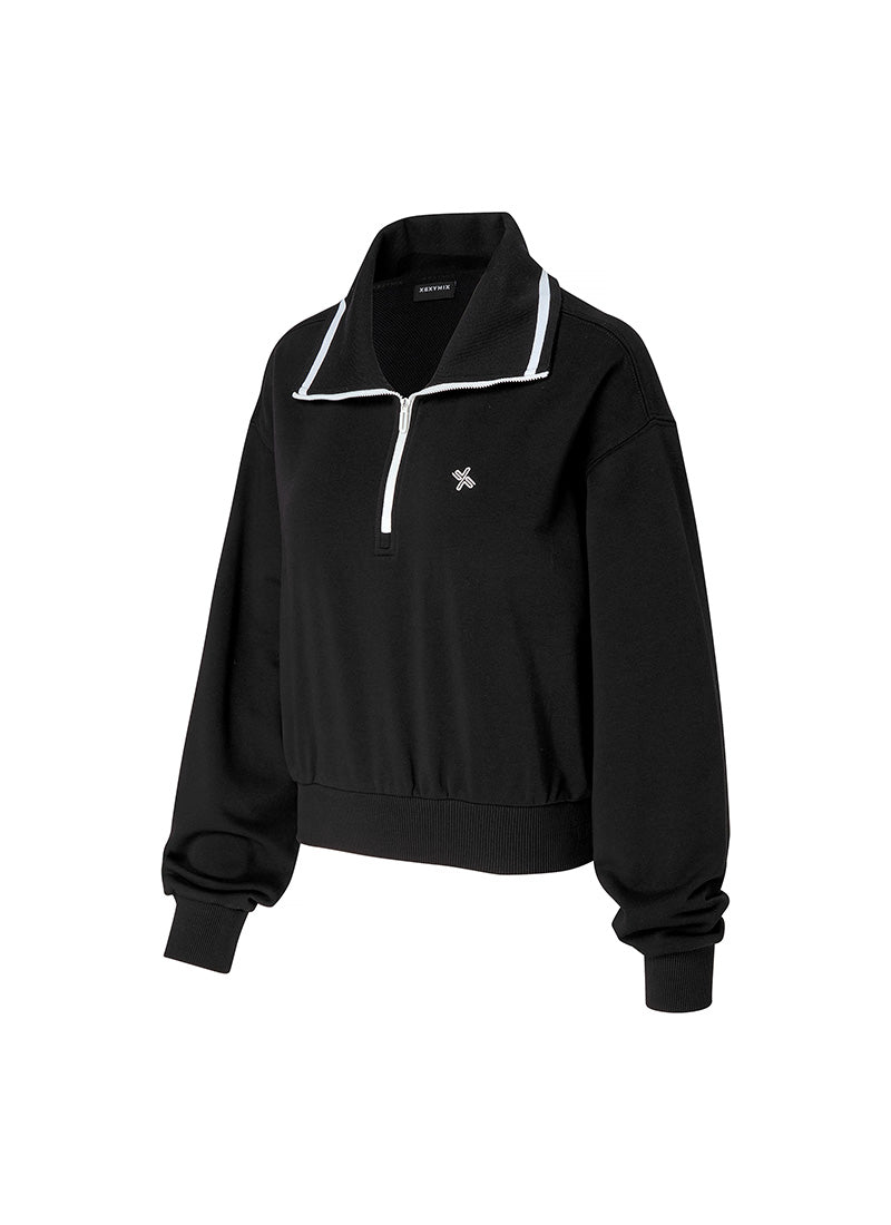 Logo High Neck Zip-up Sweatshirt