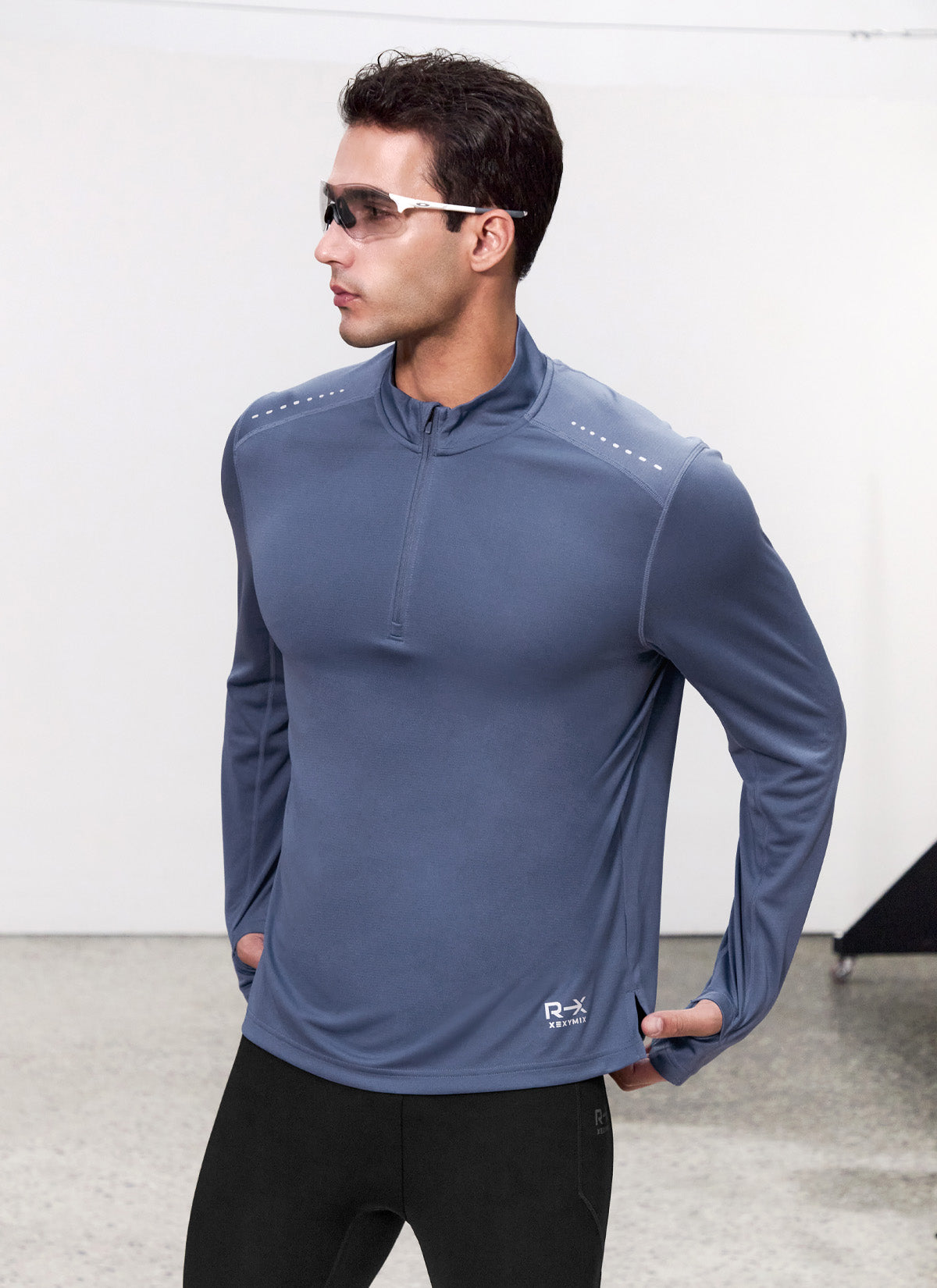 RX Stretch Mens Fingerhole Half Zip up