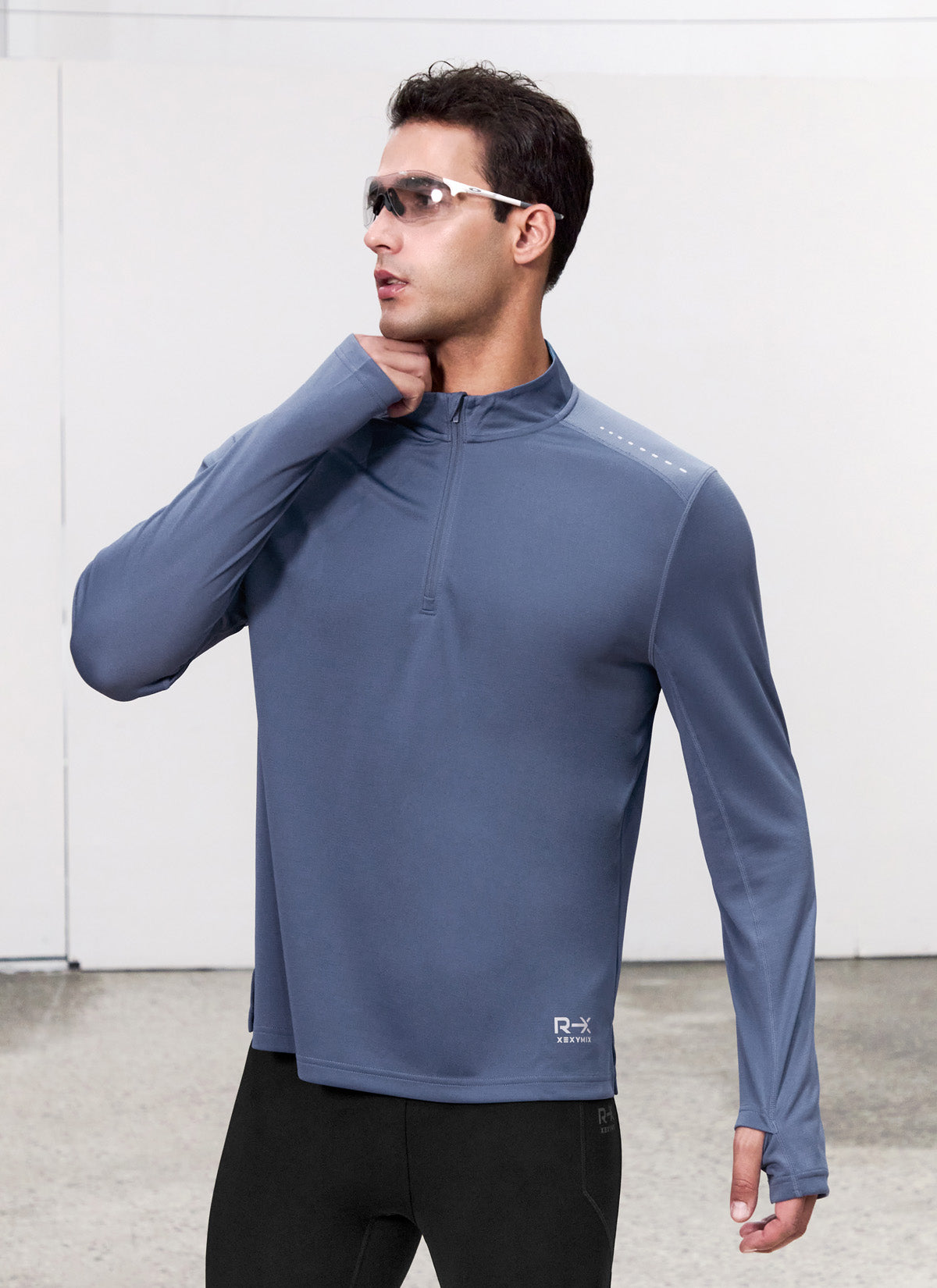 RX Stretch Mens Fingerhole Half Zip up