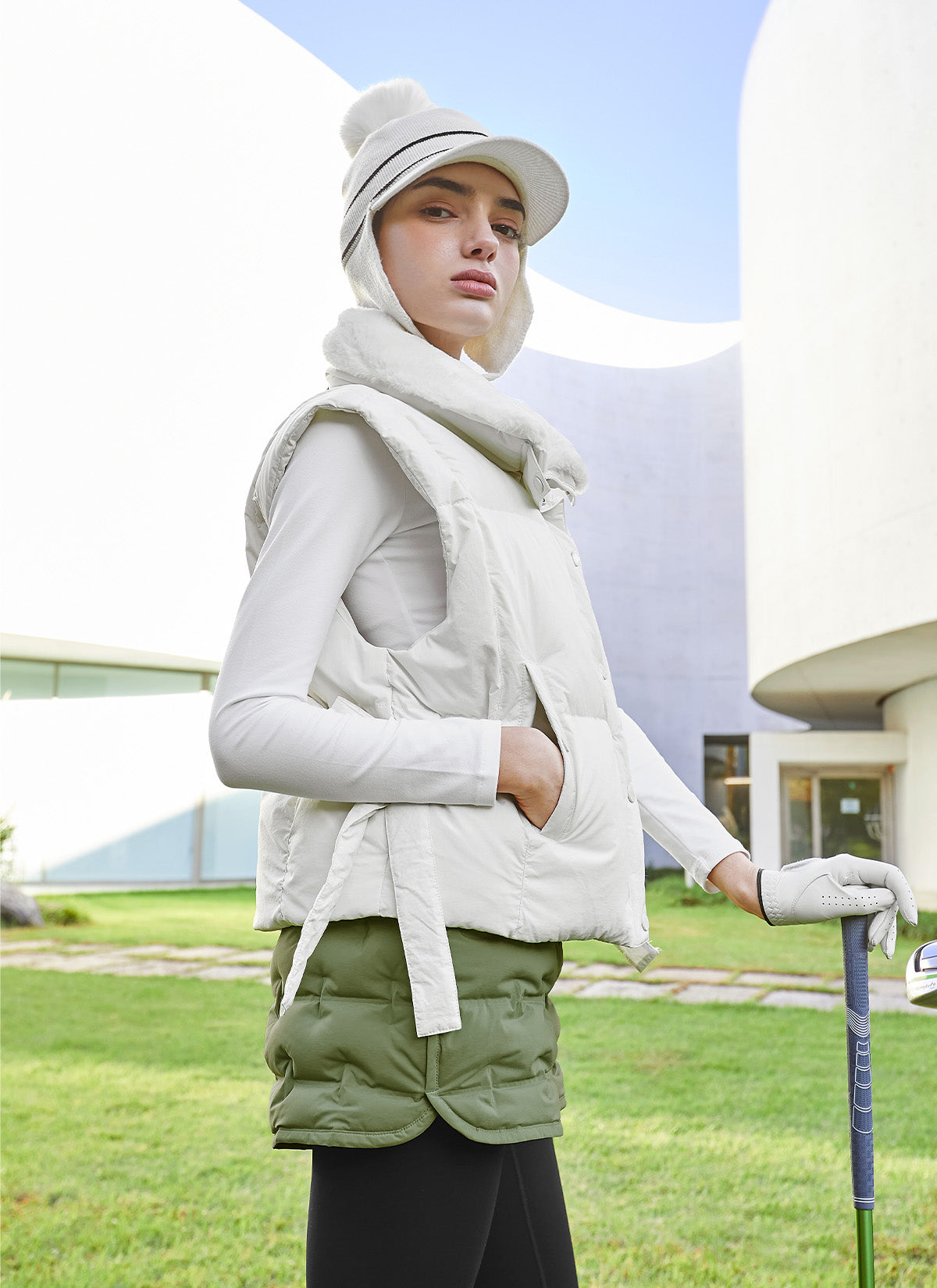 Faux Fur Collar Goose Down Vest