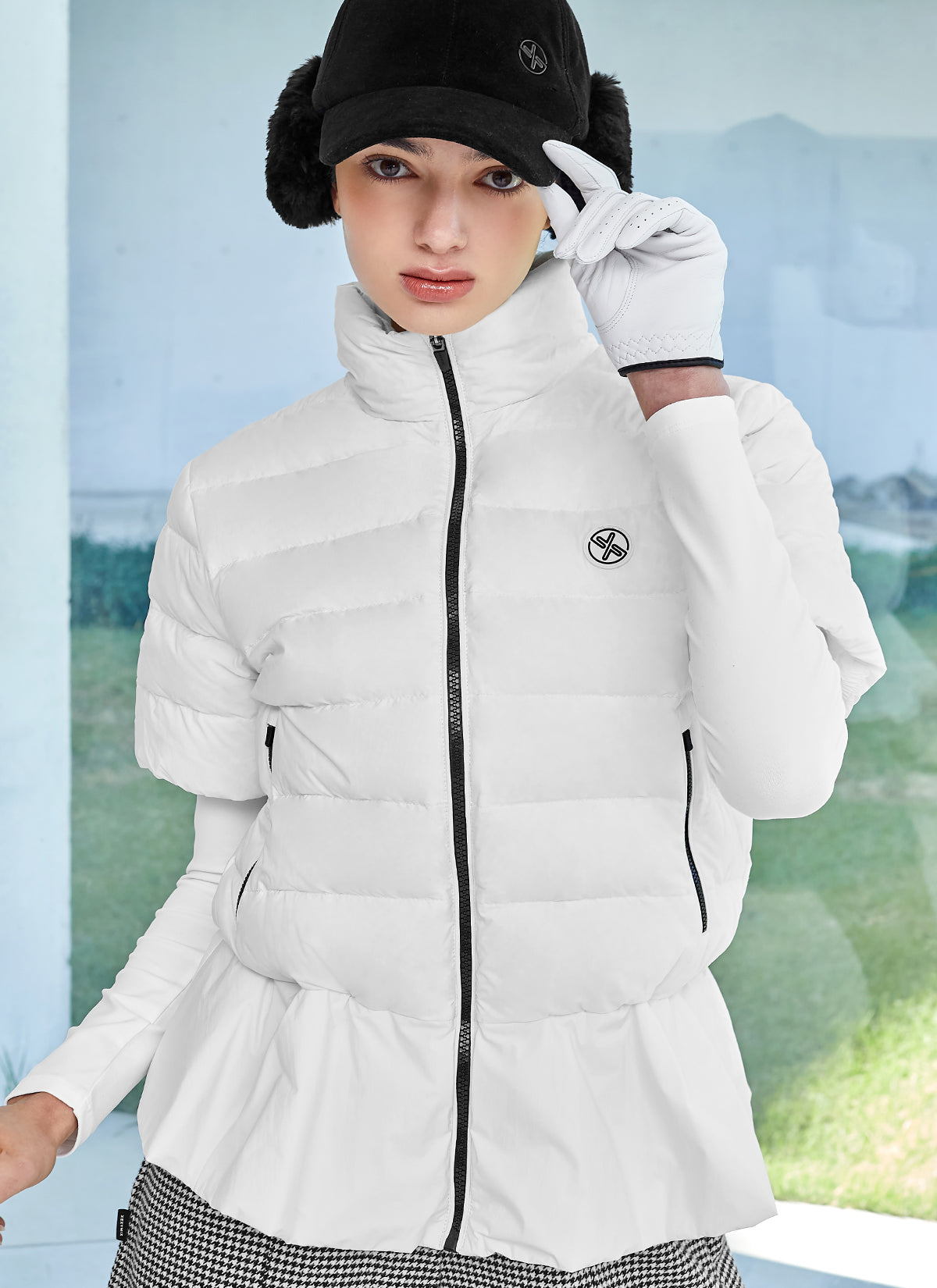 Goose Down Peplum Short-Sleeve Jumper