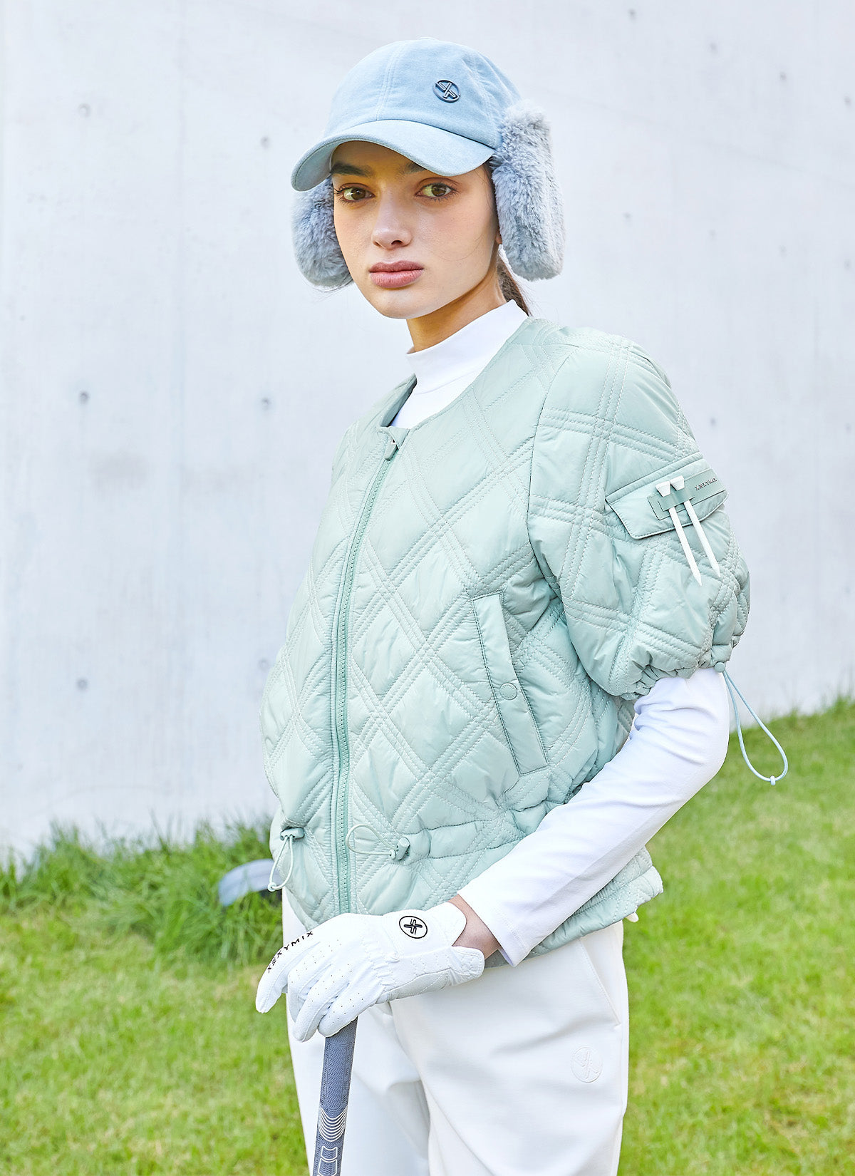 Quilted String Short-Sleeve Jumper