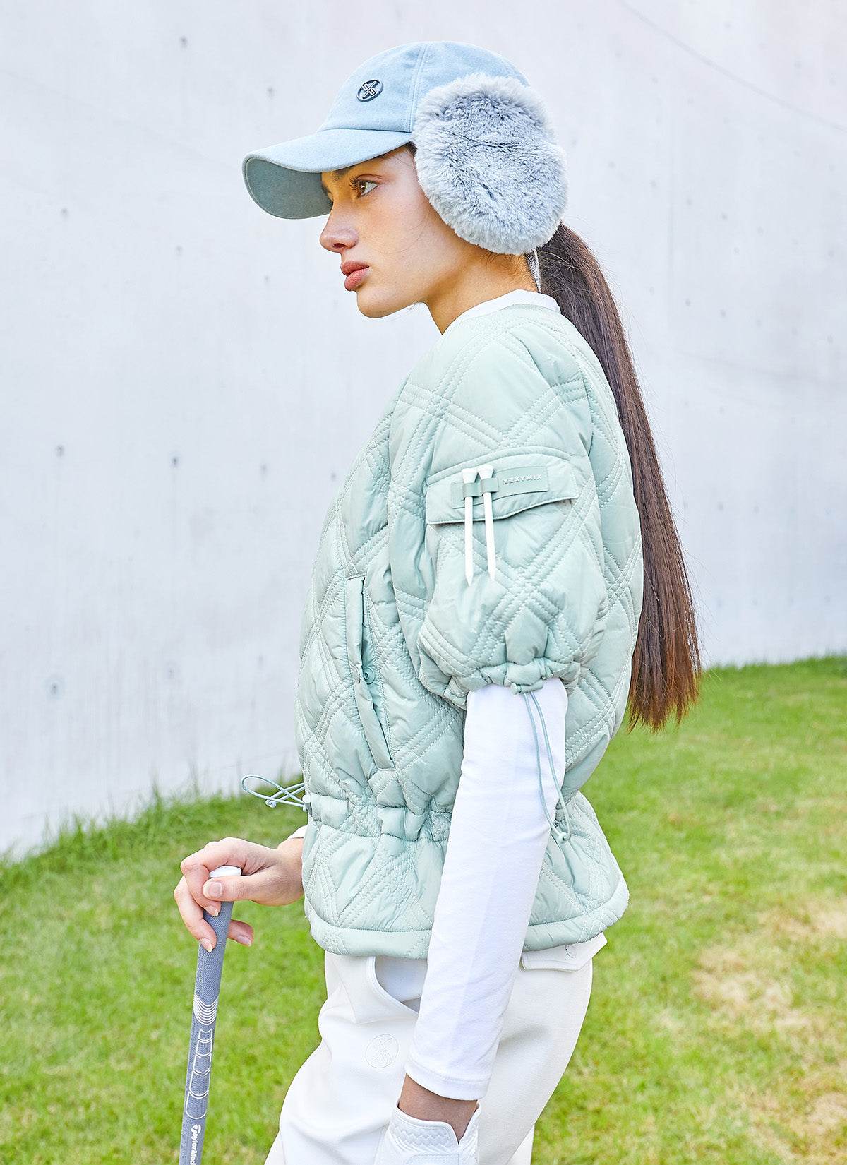 Quilted String Short-Sleeve Jumper