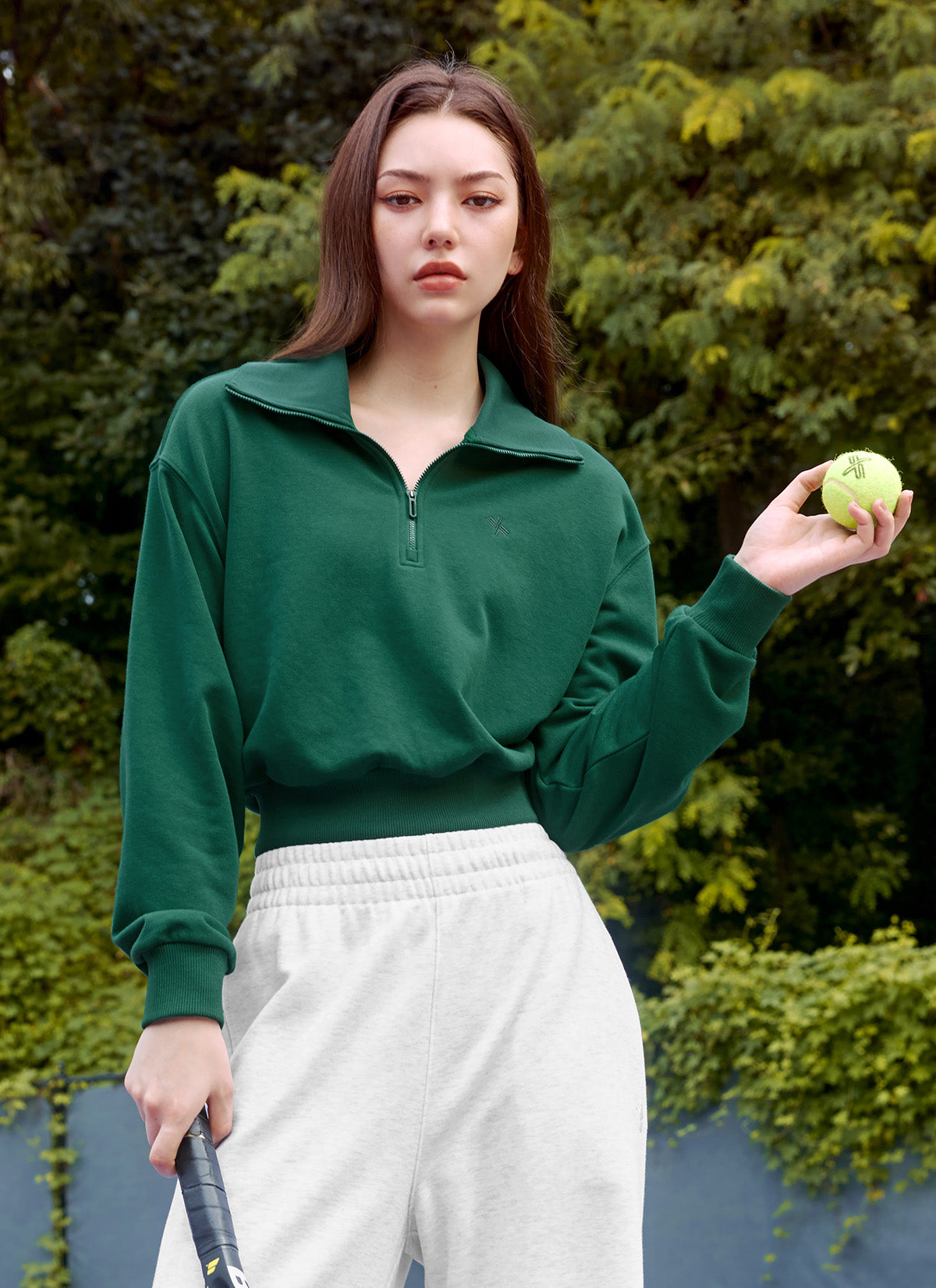 Logo High Neck Zip-up Sweatshirt