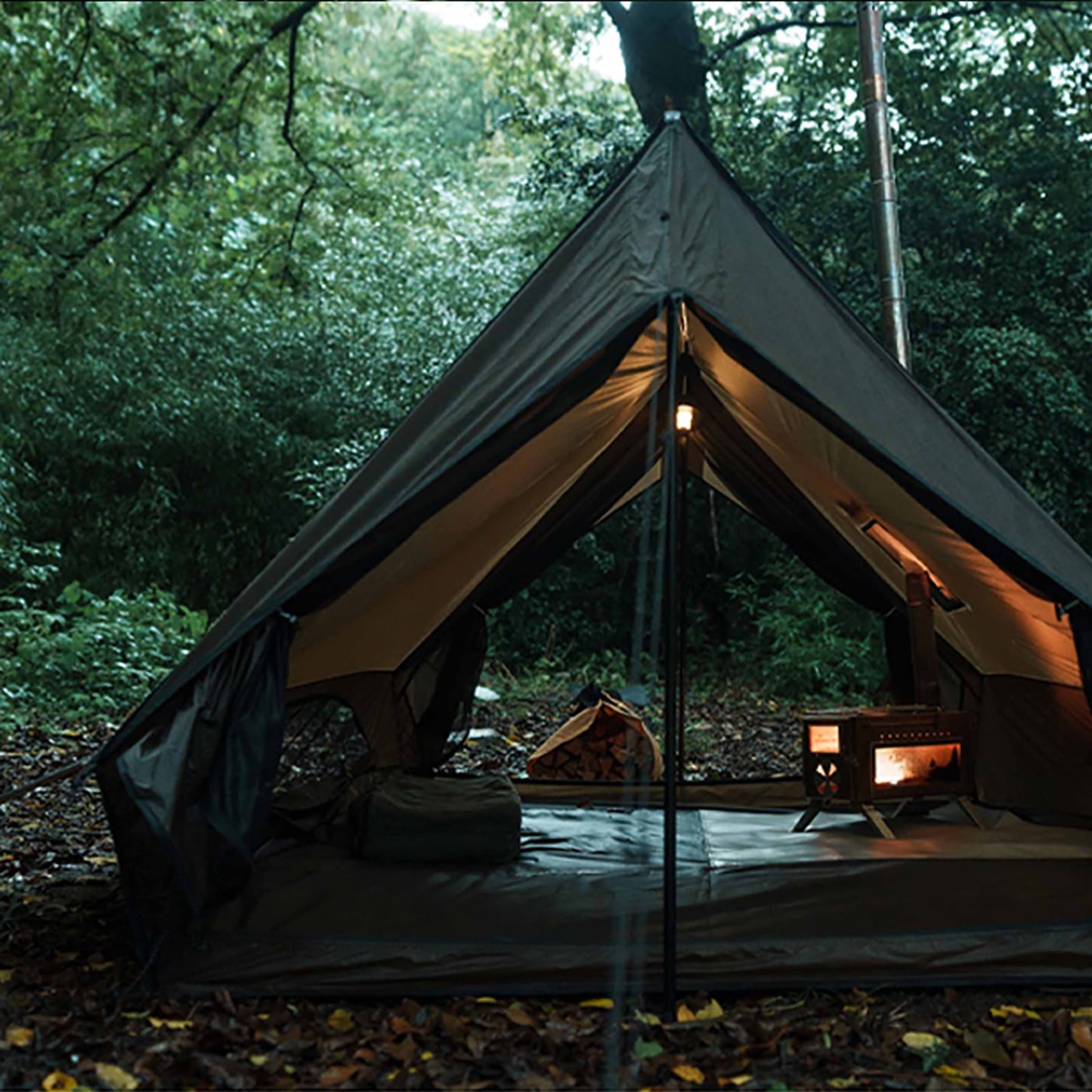 Tiny Cabin Style Camping Hot Tent With Two Poles Winter Camping Tent 006LX