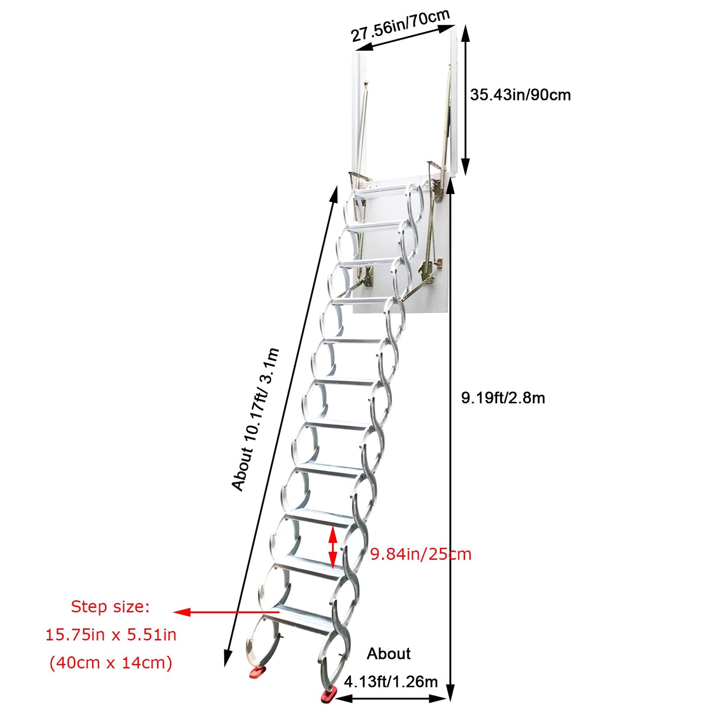 White Side-mounted Loft Wall Ladder Stairs