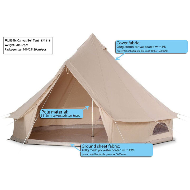 3m Canvas Camping Bell Tent