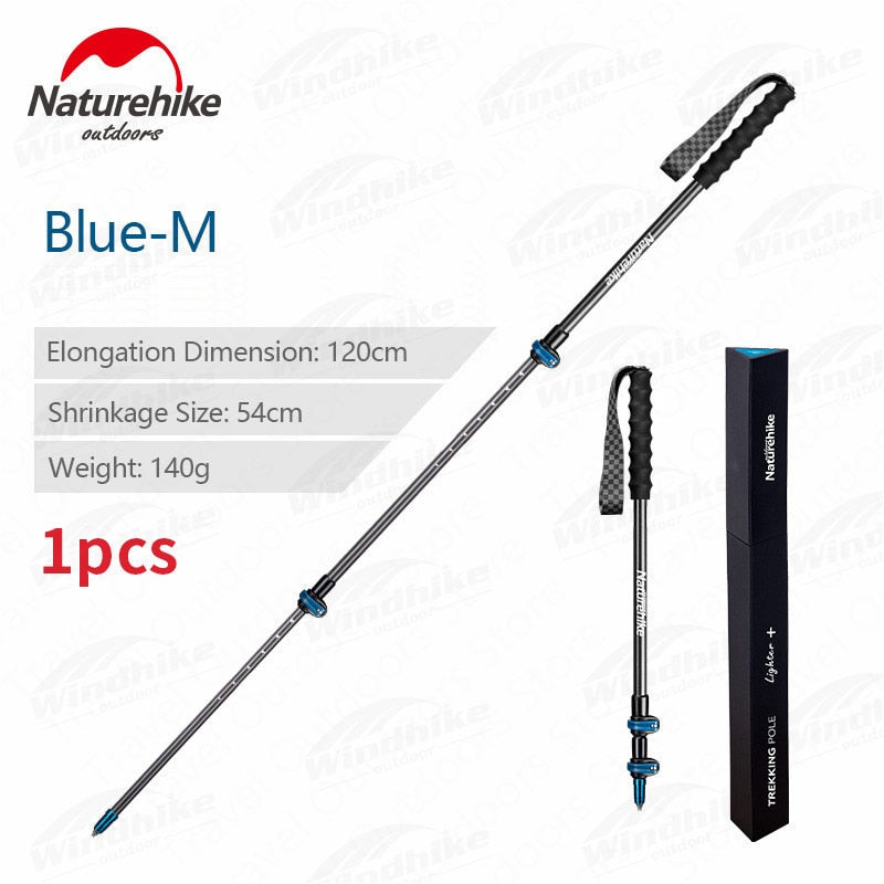 Naturehike ST10 Pure Carbon Fiber Trekking Pole Portable Ultralight 3-Section Telescopic External Lock Cane Rod Sticks Hiking Walking Mountaineering
