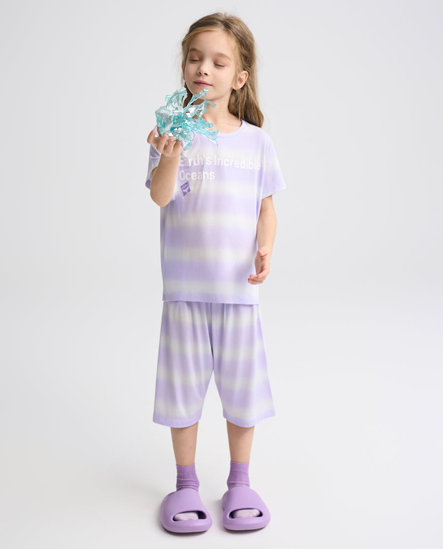 Aimer Kids Short-sleeve Tops Homewear Set For Girls