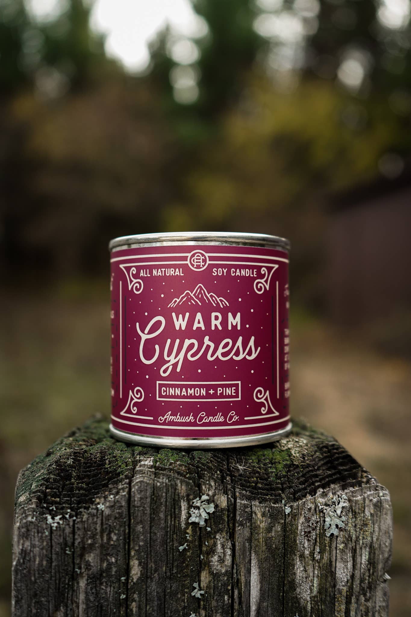 Ambush Candle Co. - Warm Cypress | Cinnamon + Pine 8oz Soy Candle
