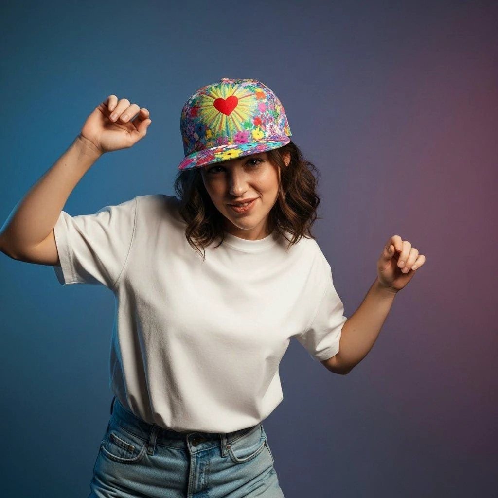 Psychedelic Graffiti AOP Snapback for Rave Festival Street Art Collectors — Bold Weirdcore Hip-Hop Hat, Hypebeast Maximalist Cap