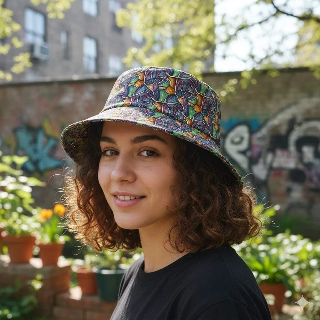 Swamp Tour AOP Bucket Hat | Organic Abstract Print Outdoor Sun Hat — Made in USA