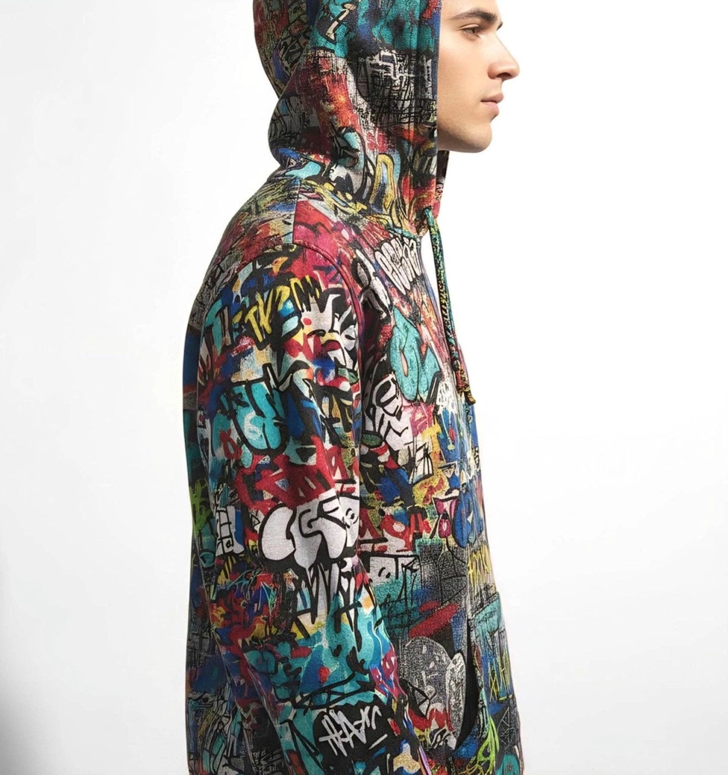 Urban Legend Kids Graffiti Hoodie | Bold AOP Street Art Pullover for Creative Children & Miniature Maximalists