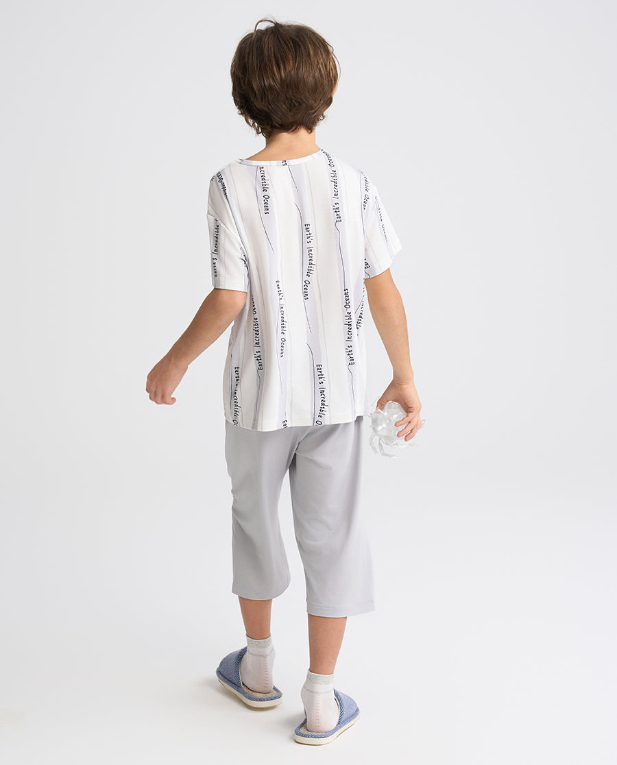 Aimer Kids Short-sleeve Tops Homewear Set For Boys