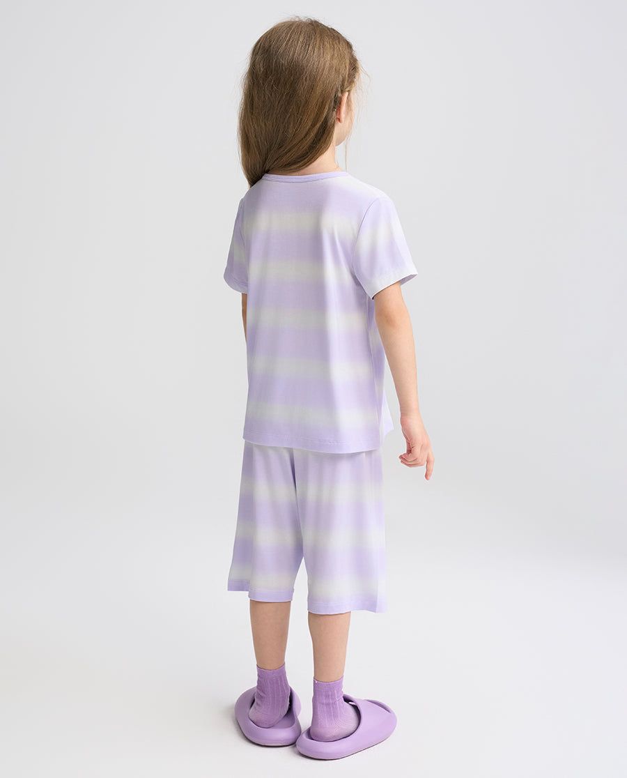 Aimer Kids Short-sleeve Tops Homewear Set For Girls