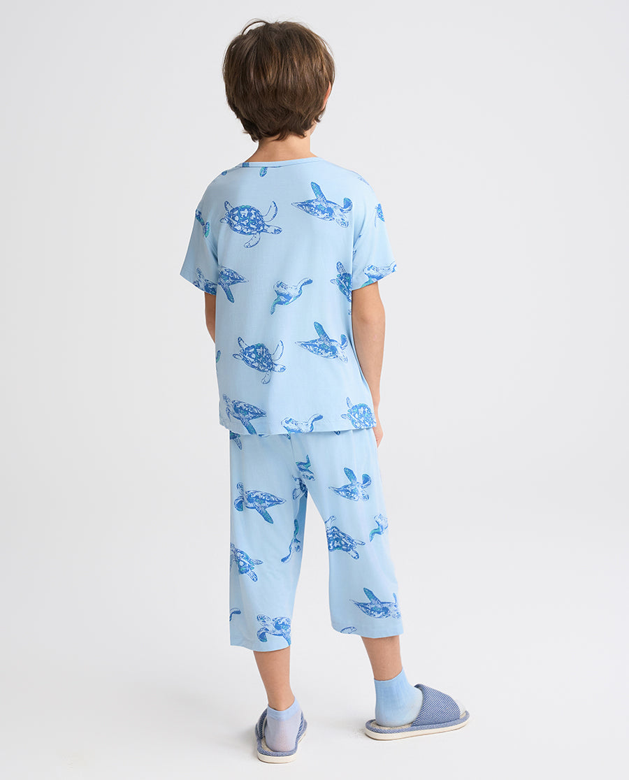 Aimer Kids Short-sleeve Tops Homewear Set For Boys