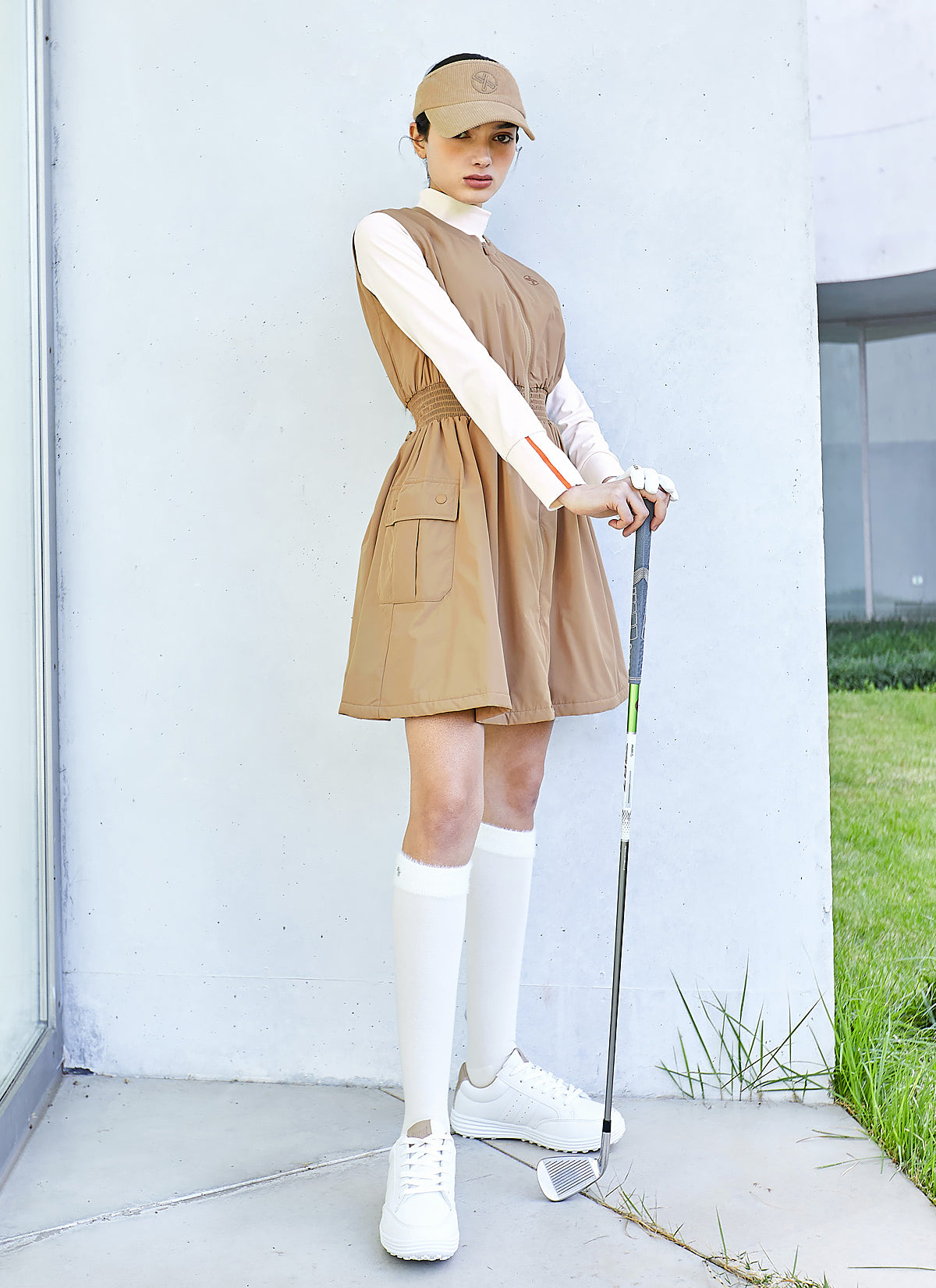 Big Pocket Padded Zip-Up Dress