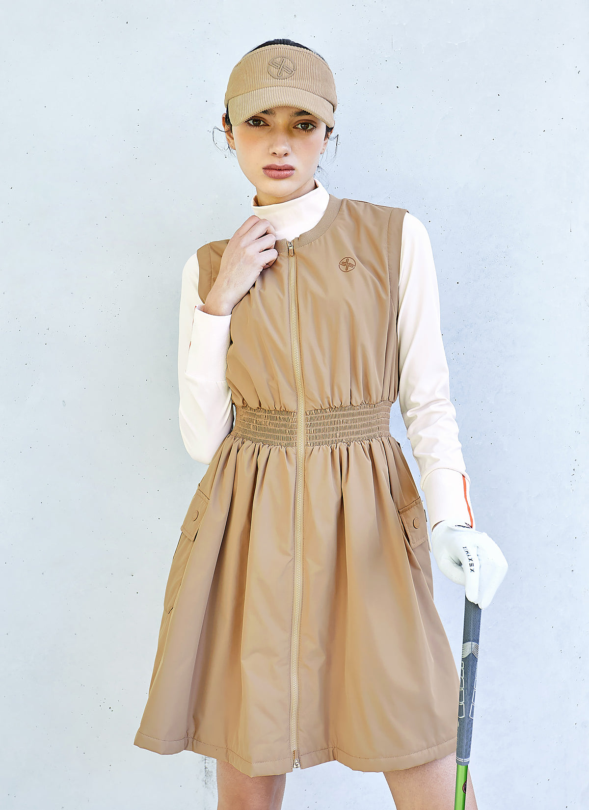 Big Pocket Padded Zip-Up Dress