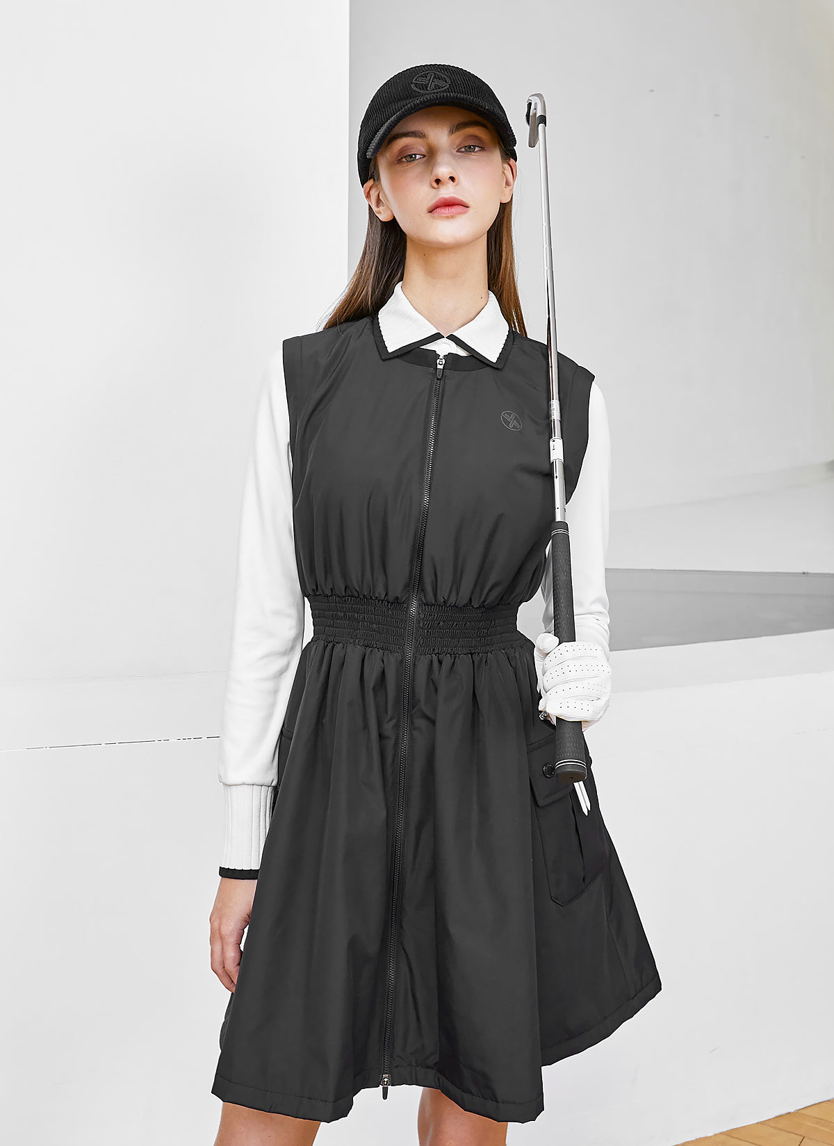 Big Pocket Padded Zip-Up Dress