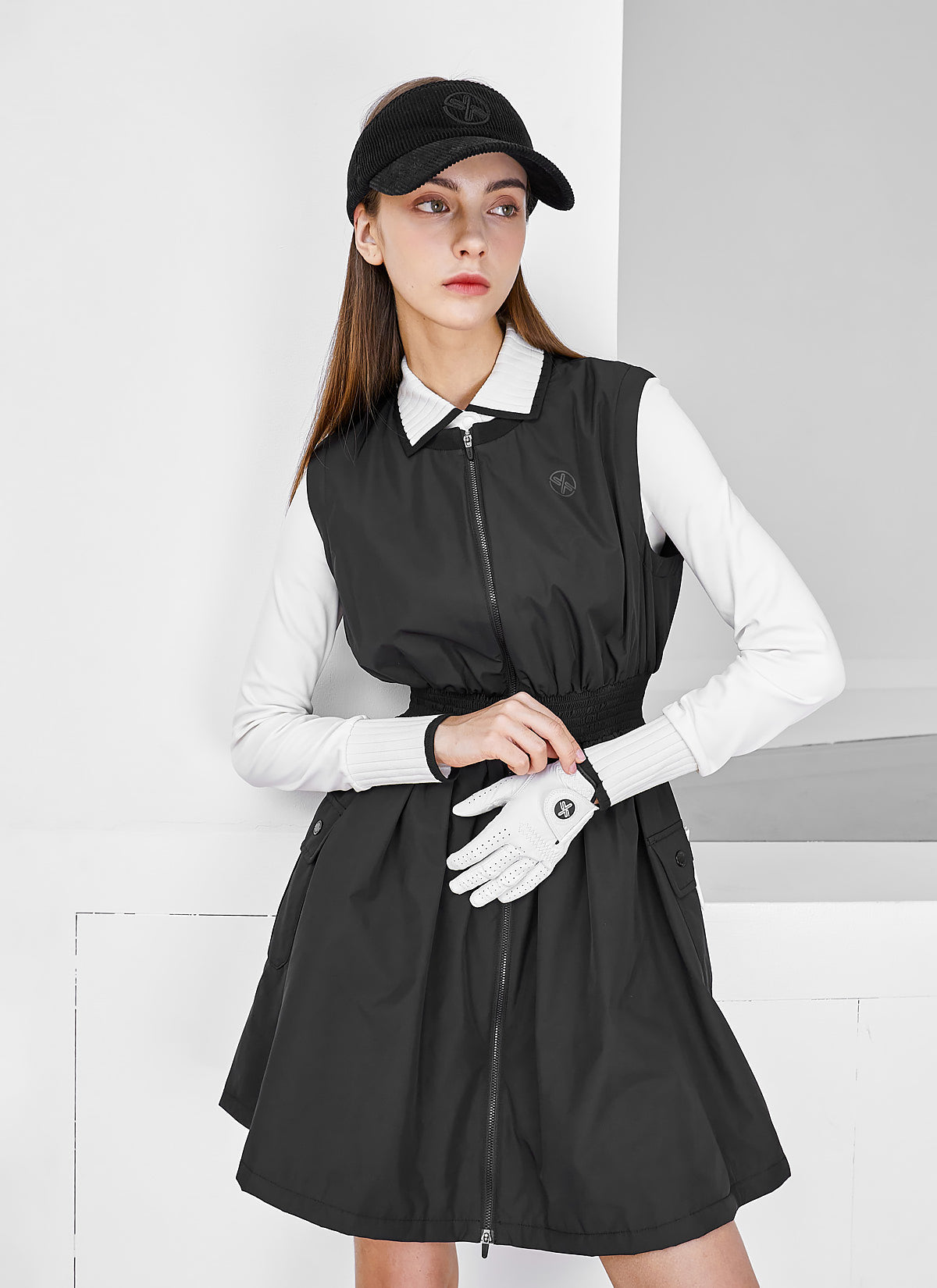 Big Pocket Padded Zip-Up Dress