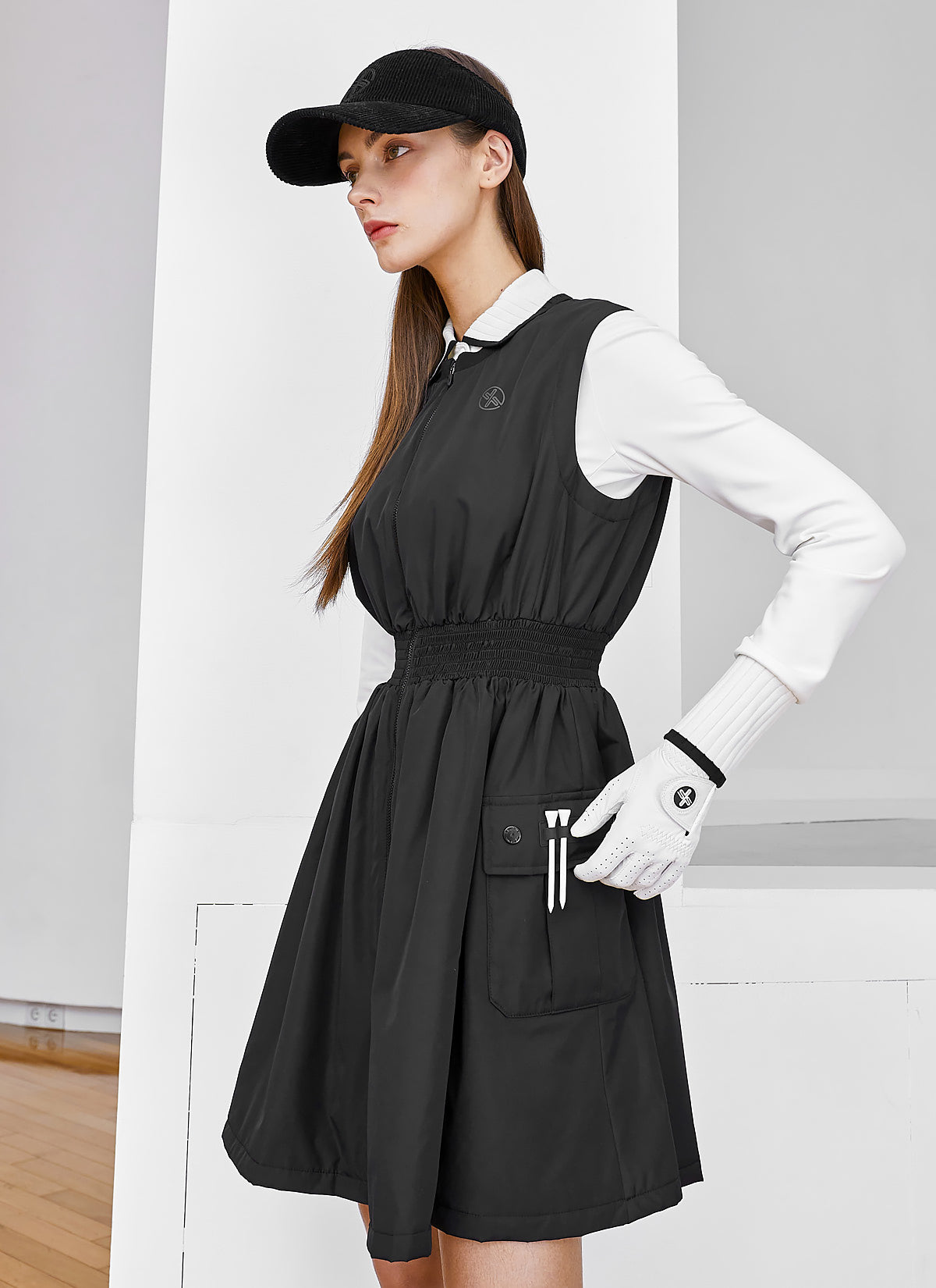 Big Pocket Padded Zip-Up Dress