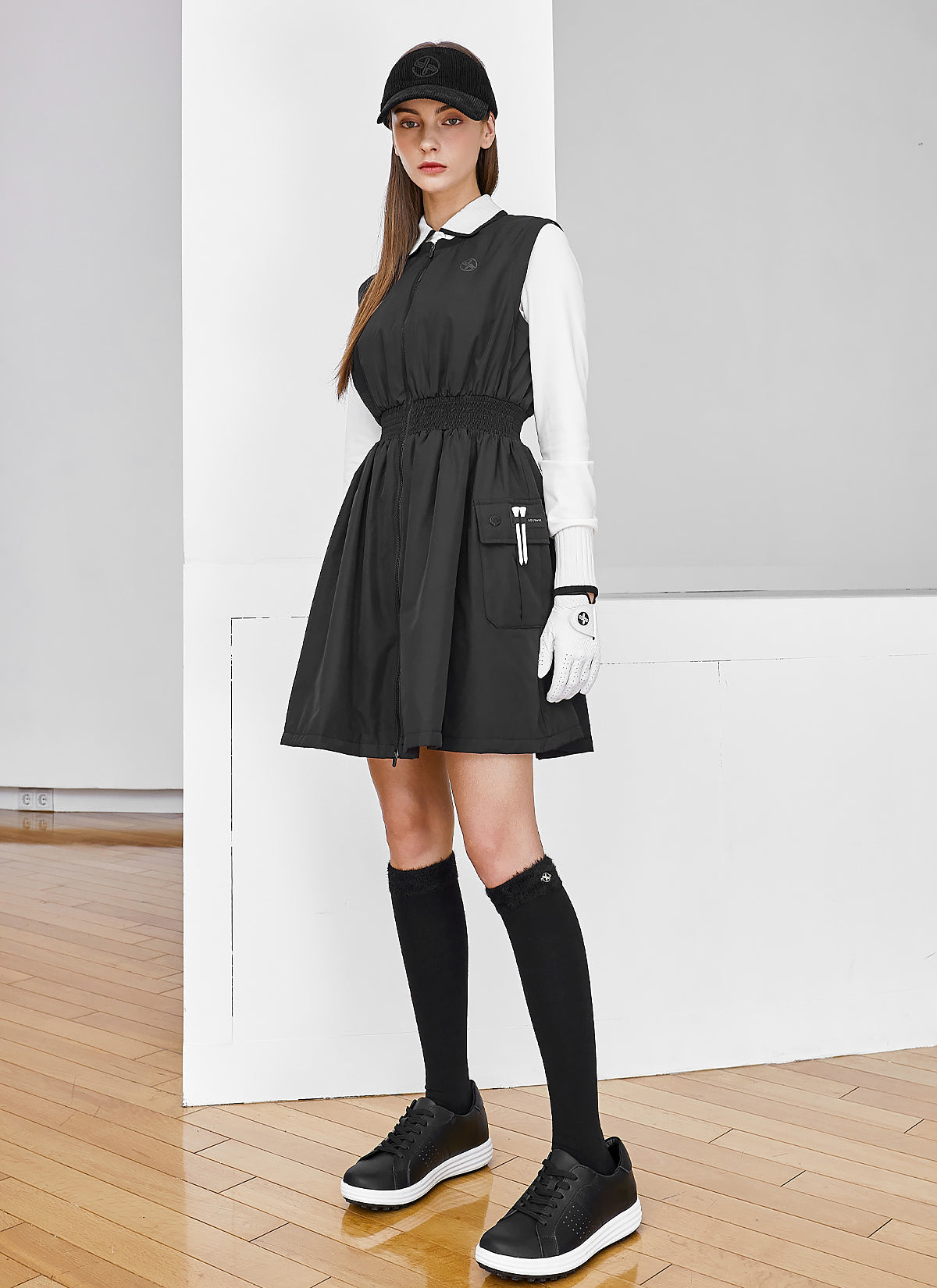 Big Pocket Padded Zip-Up Dress