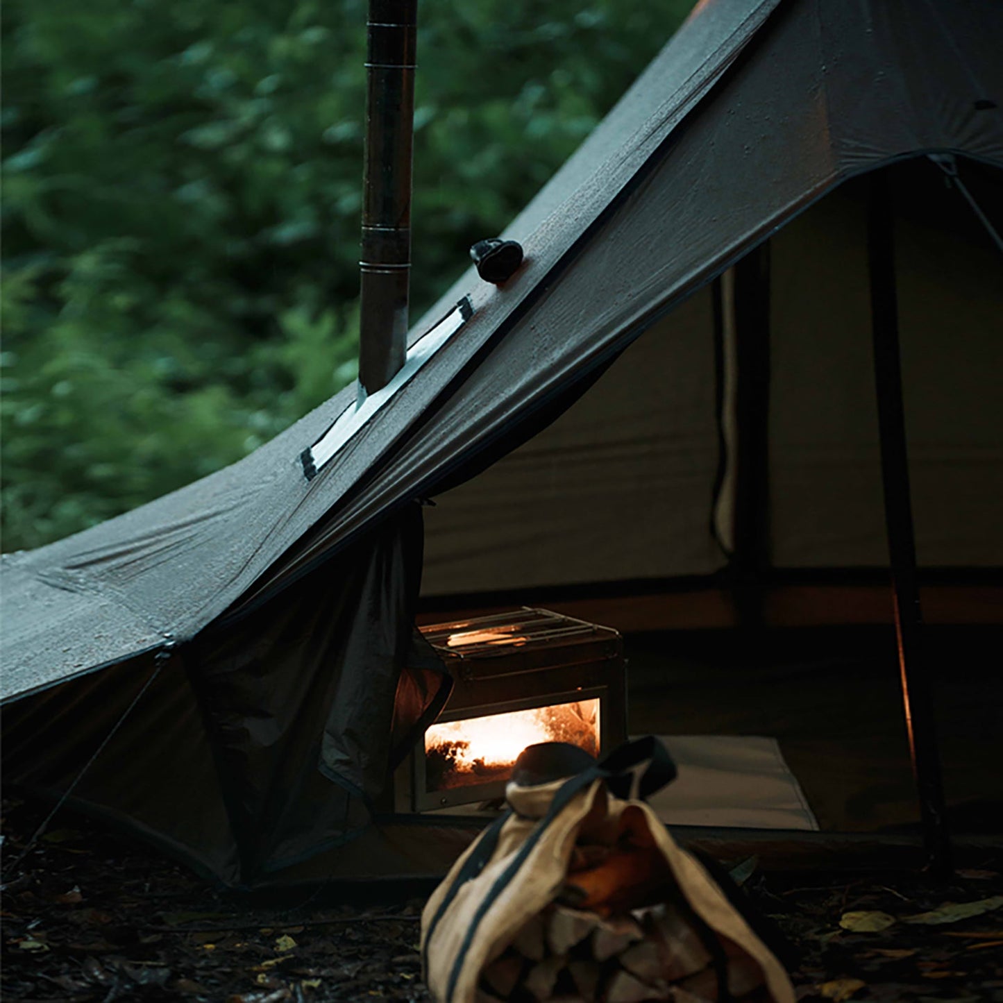 Tiny Cabin Style Camping Hot Tent With Two Poles Winter Camping Tent 006LX