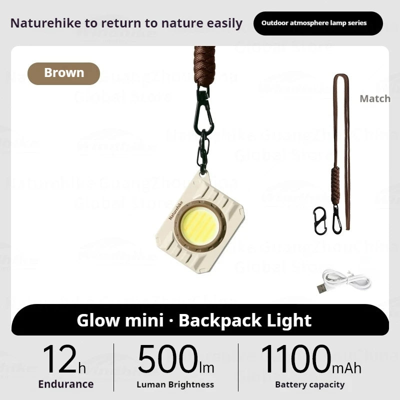 Naturehike GLOW MINI Backpack Light Portable Flashlight Hanging Light Waterproof Rechargeable 1100mAh Adjustable Strap Clip Lamp