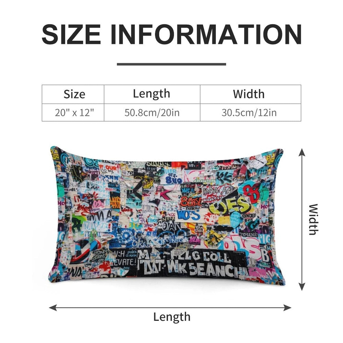 Graffiti Collage Long Pillowcase — Ultra-Soft Street Art AOP Body Pillow Cover, Dopamine Decor