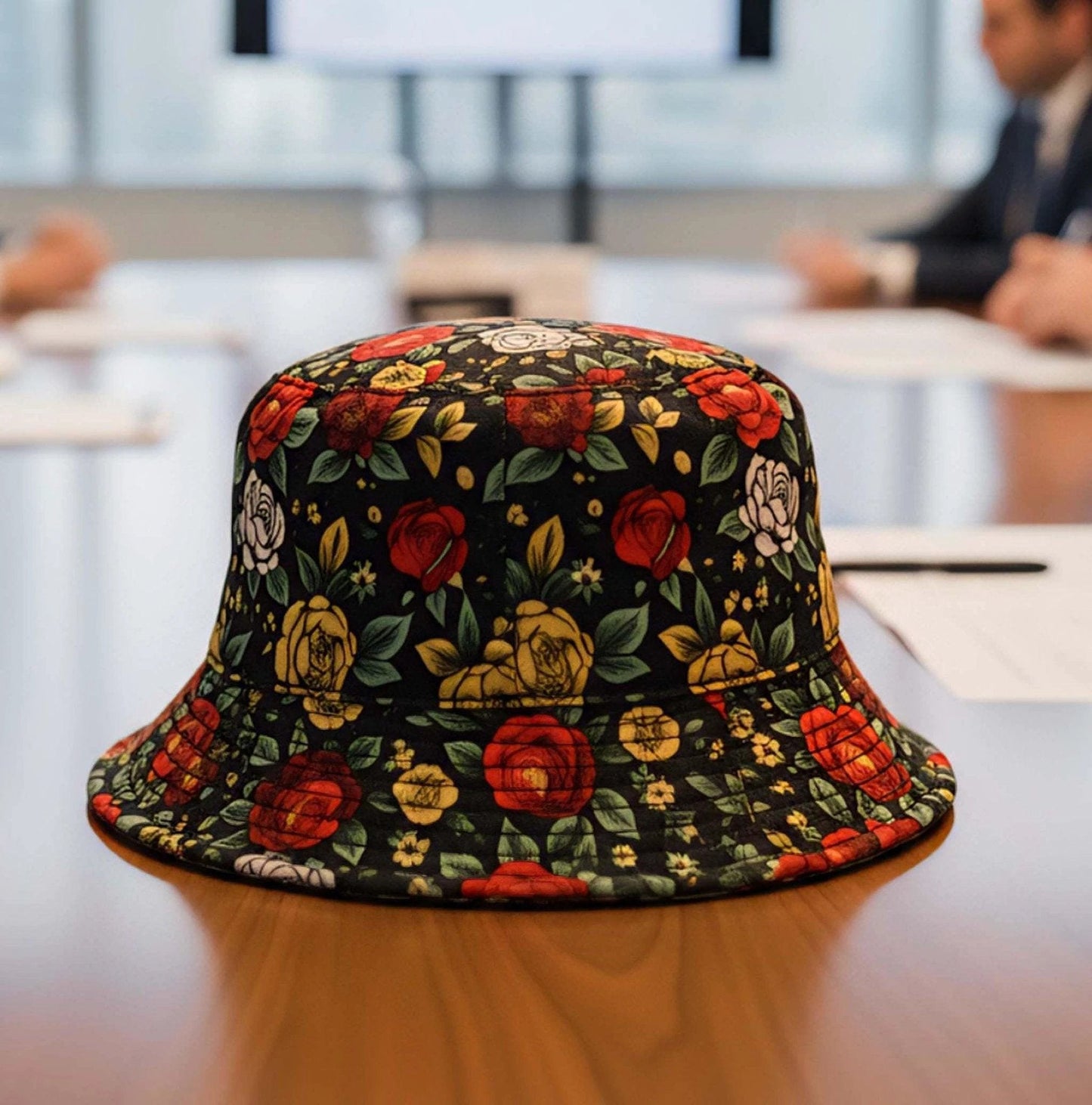 Floral Rose Equestrian Gothic Bucket Hat for Vintage-Inspired Dressers — AOP 100% Polyester, Lush Botanical Sun Hat, Festival Streetwear Statement
