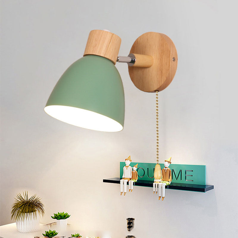 Minimalist Wooden Cone Wall Sconce LED Light With Conical Shade