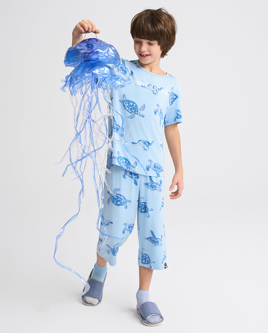 Aimer Kids Short-sleeve Tops Homewear Set For Boys