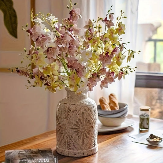 Vintage Ceramic Vase Round Handcrafted Decorative Decor - DN2I