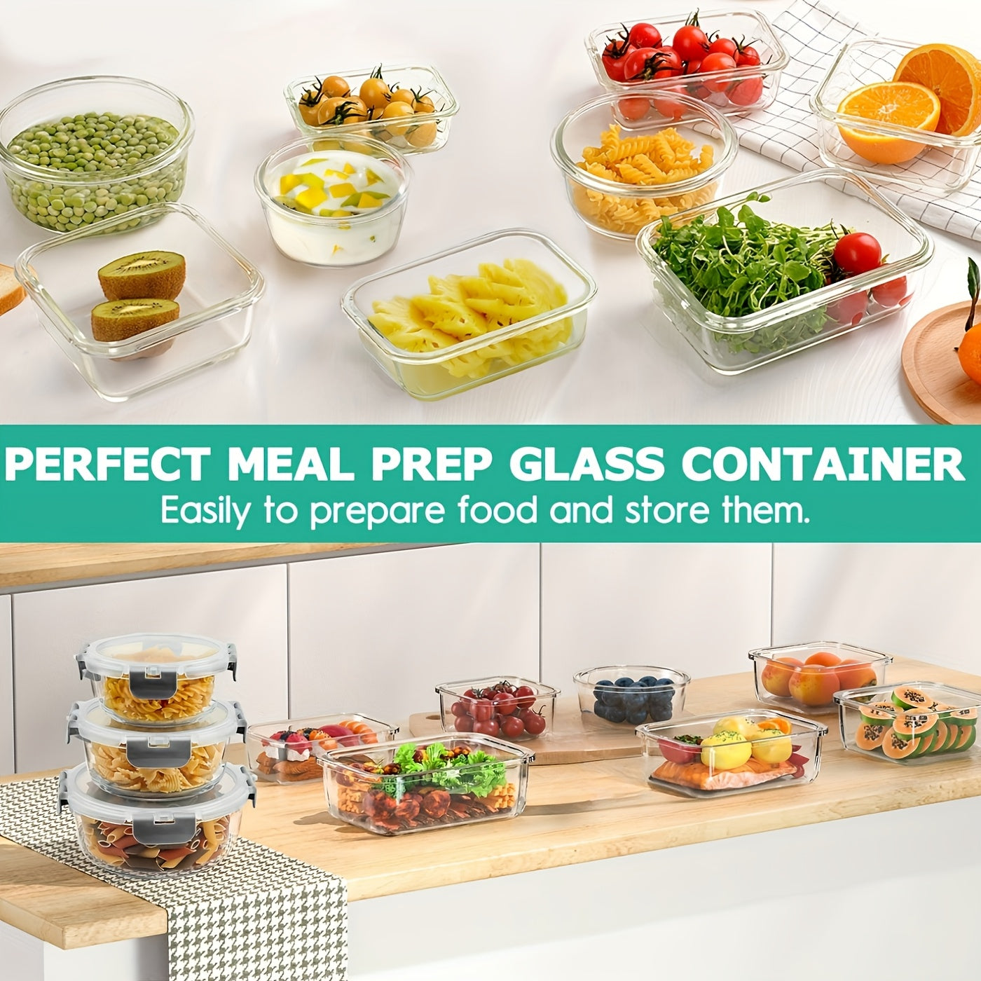 Glass Meal Prep Containers  12pc Set- HMT16GS