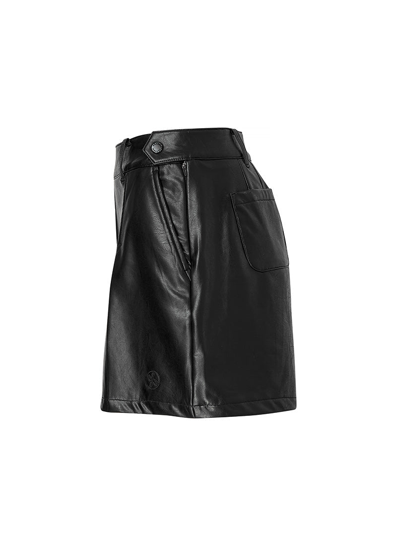 Faux Leather Fleece-Lined Shorts