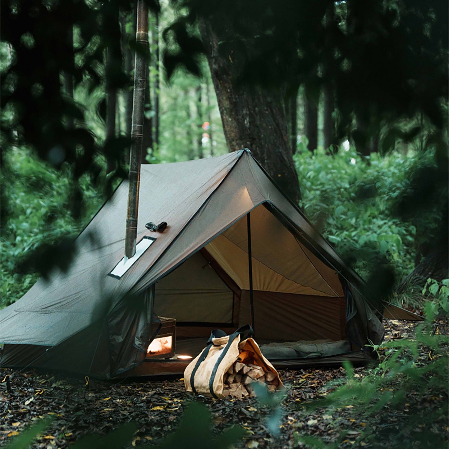 Tiny Cabin Style Camping Hot Tent With Two Poles Winter Camping Tent 006LX