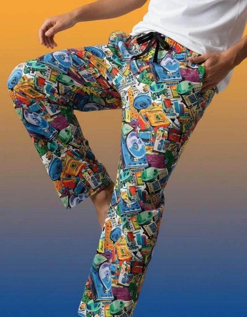 Nostalgia-Core Pajama Pants for 90s Music Lovers — Mixtape AOP Lounge Bottoms, Retro Cassette Print Sleepwear, Vintage Vibes Loungewear