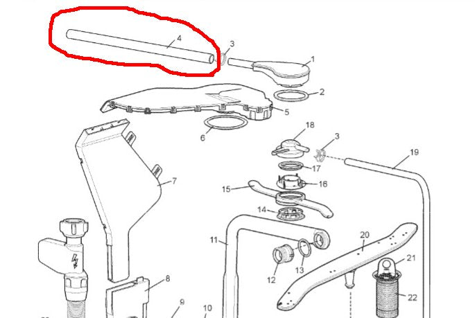 Dishlex, Simpson, Westinghouse Dishwasher Inlet to Syphon Break Hose - Part # 0571400138
