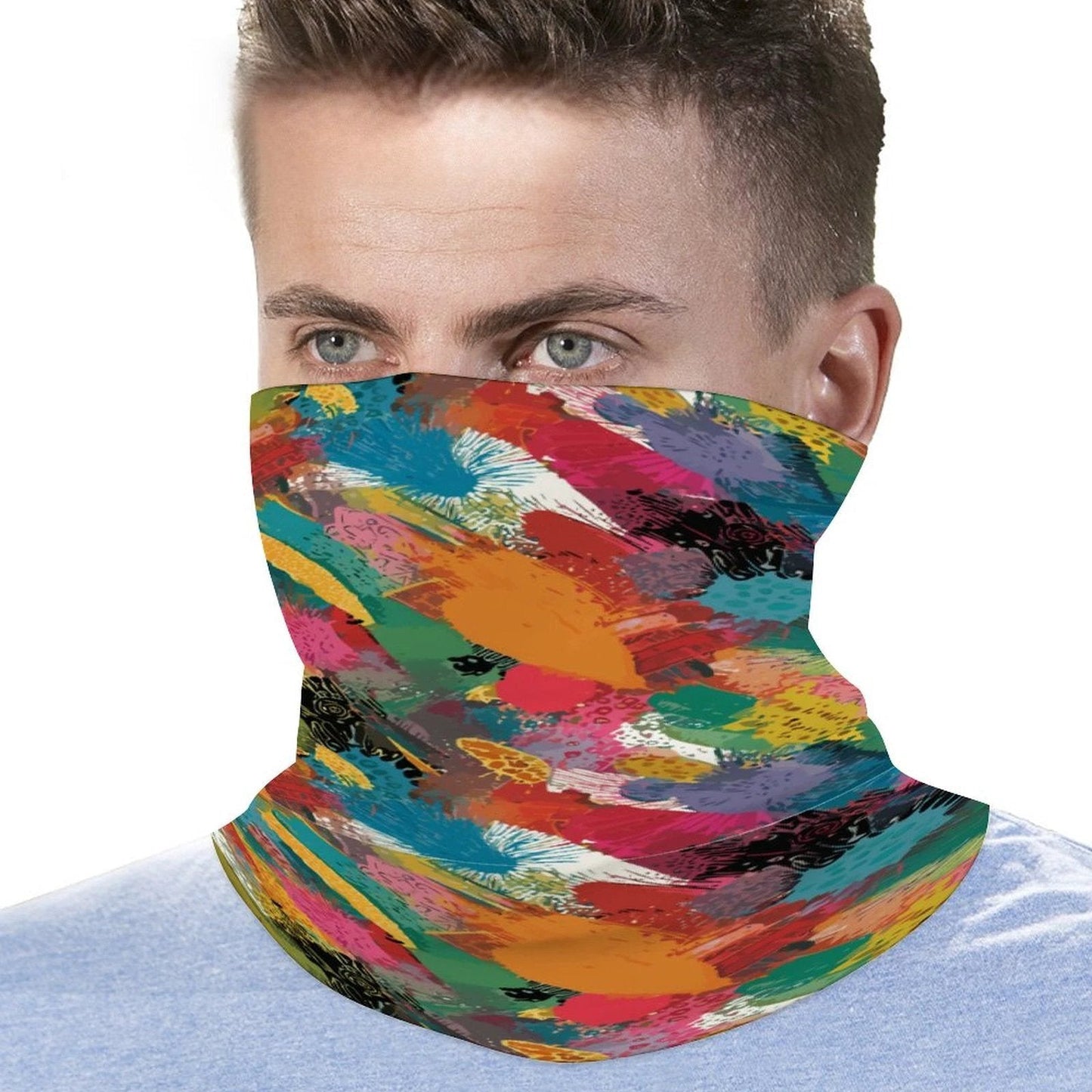 Paint Storm — Abstract Expressionist Brushstroke Festival Headband | Multipurpose Neck Gaiter Wrap