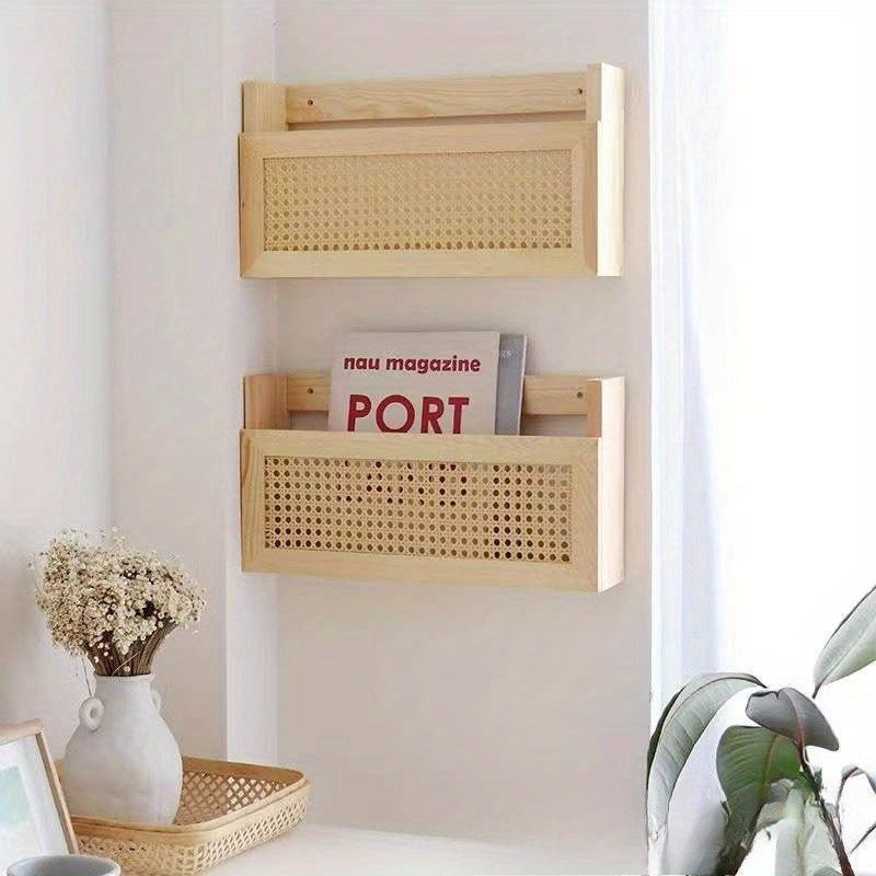 Rustic Wall-Mounted Pine Storage Shelf for The Living Room - XL2M